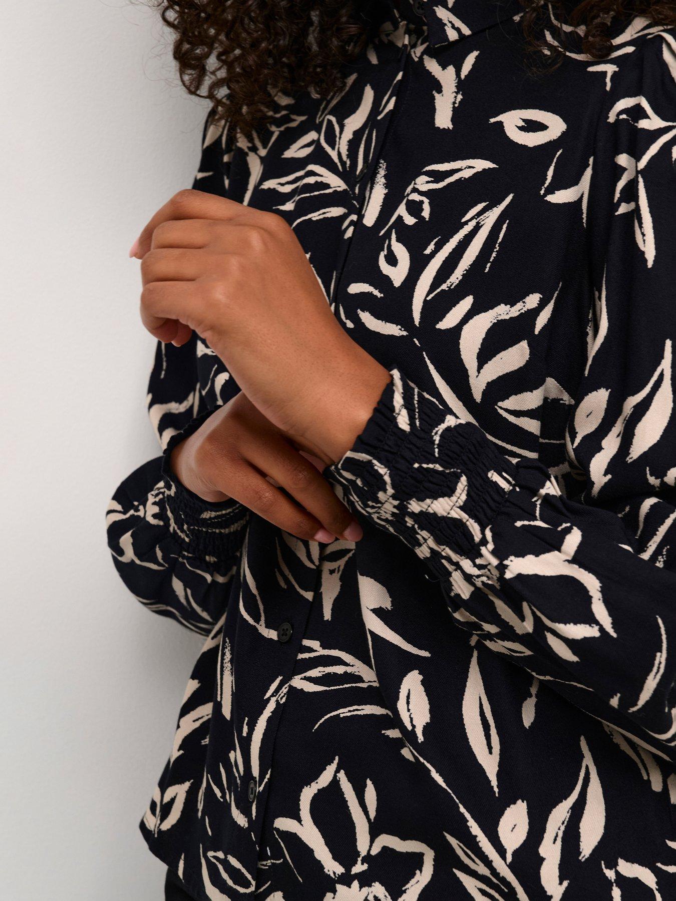  image of kaffe-forrest-floral-shirt-blacksand