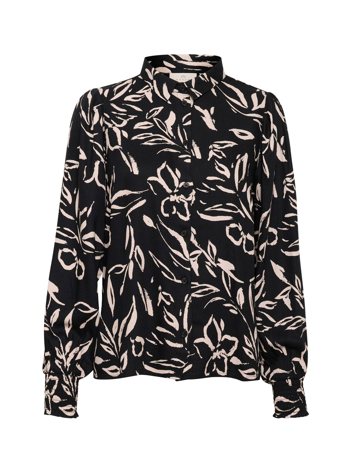  image of kaffe-forrest-floral-shirt-blacksand