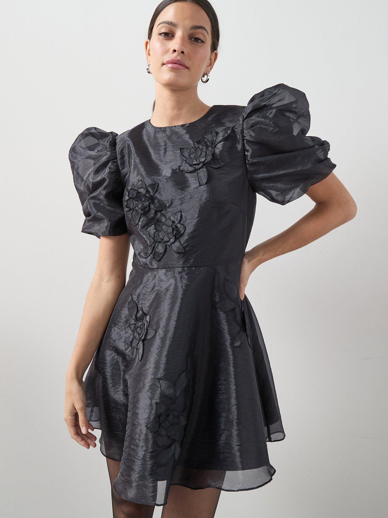 the-very-collection-organza-corsage-mini-dress-black