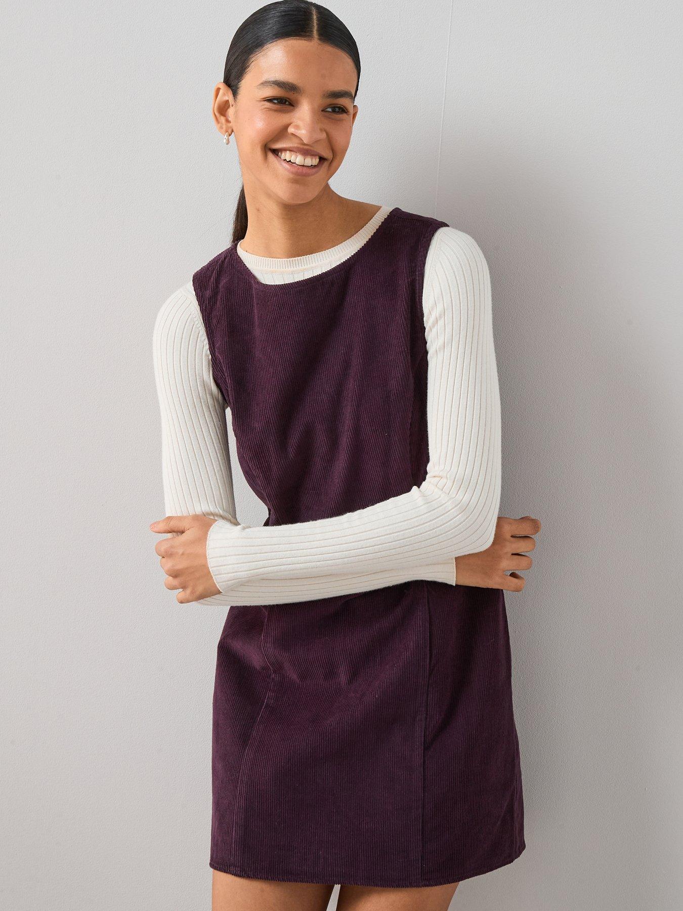 undefined Cord Mini Shift Dress - Pink