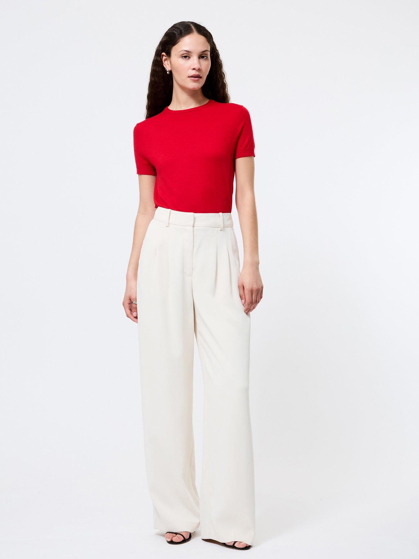 Image 3 of 4 of French Connection Suit Trousers with Concealed Pockets - Cream