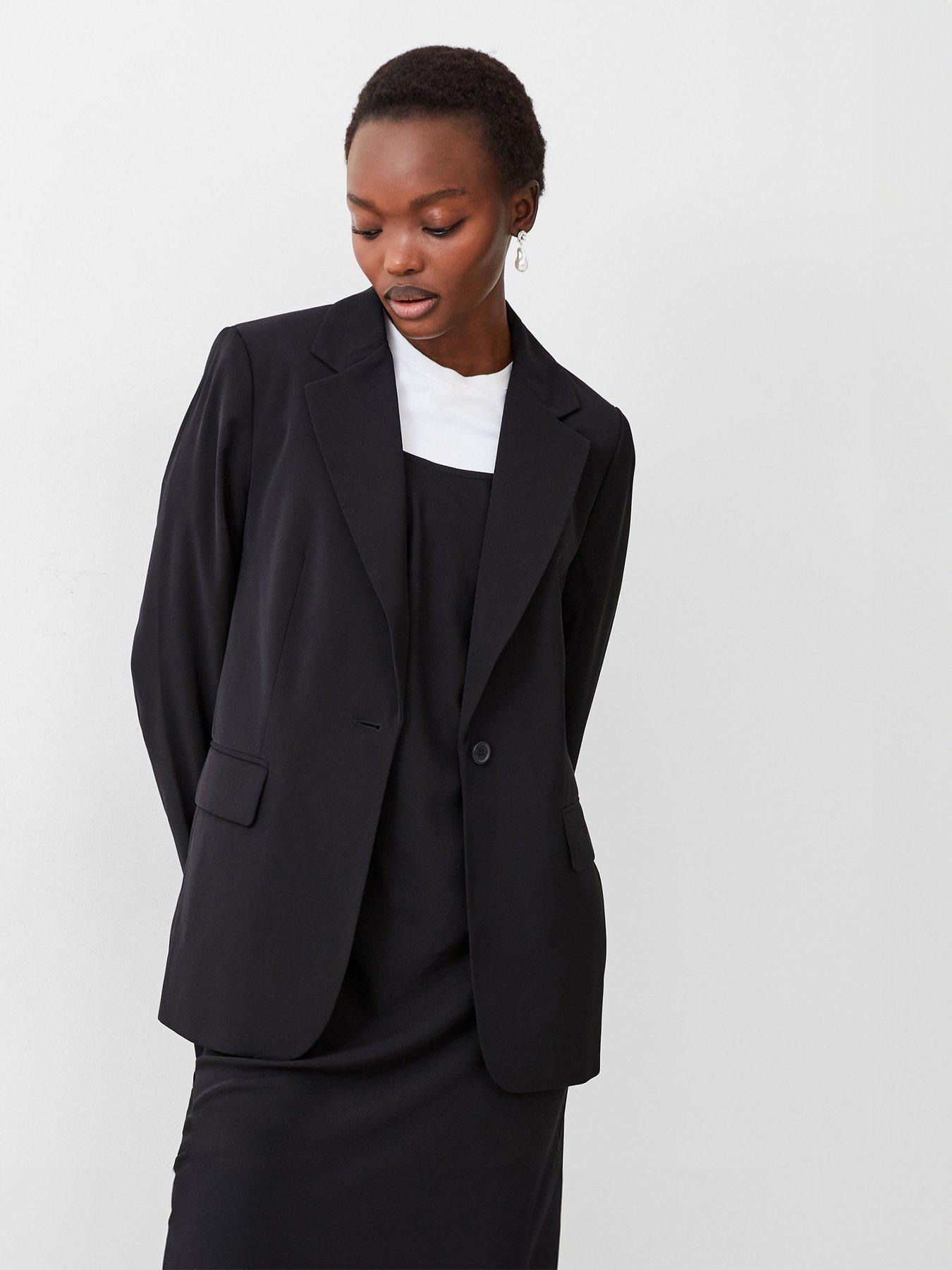 undefined Single Breasted Blazer With Concealed Pockets - Black
