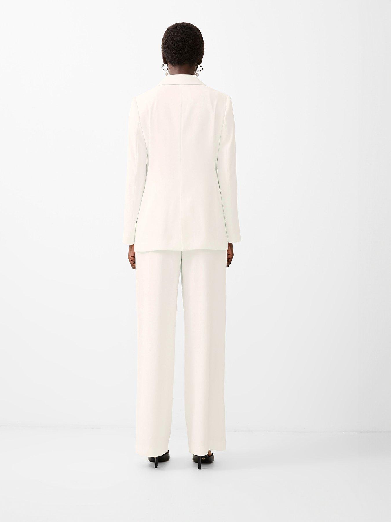 Image 2 of 4 of French Connection Single Breasted Blazer With Concealed Pockets - Cream