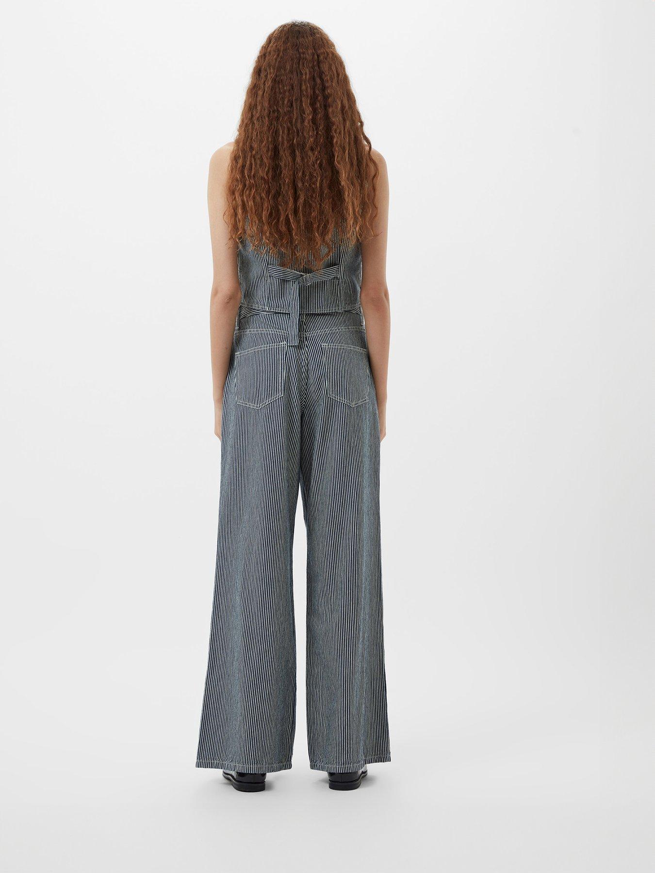 stillFront image of french-connection-cotton-blend-striped-wide-leg-denim-jeans