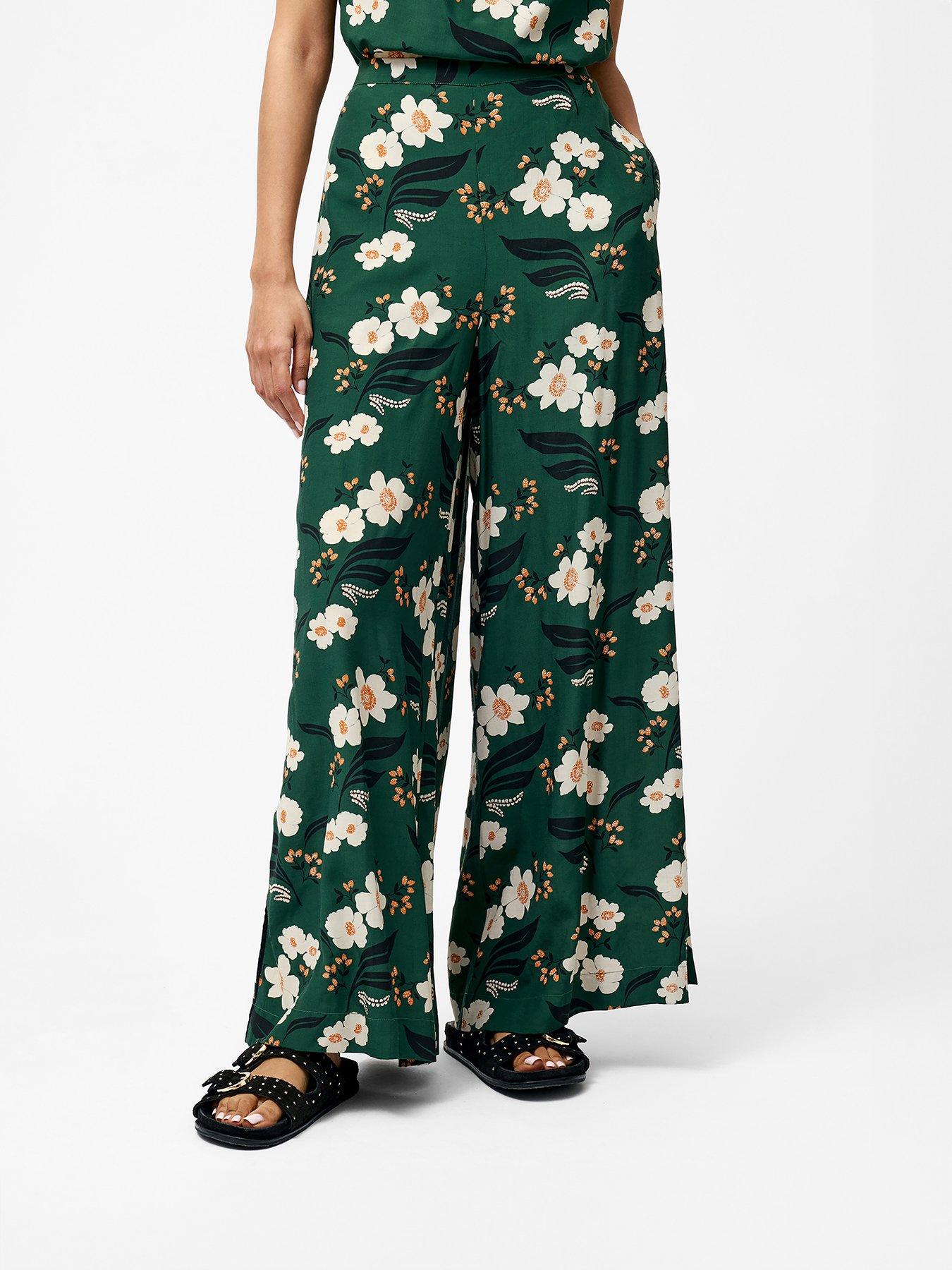 french-connection-floral-print-wide-leg-high-waisted-stretch-trousers