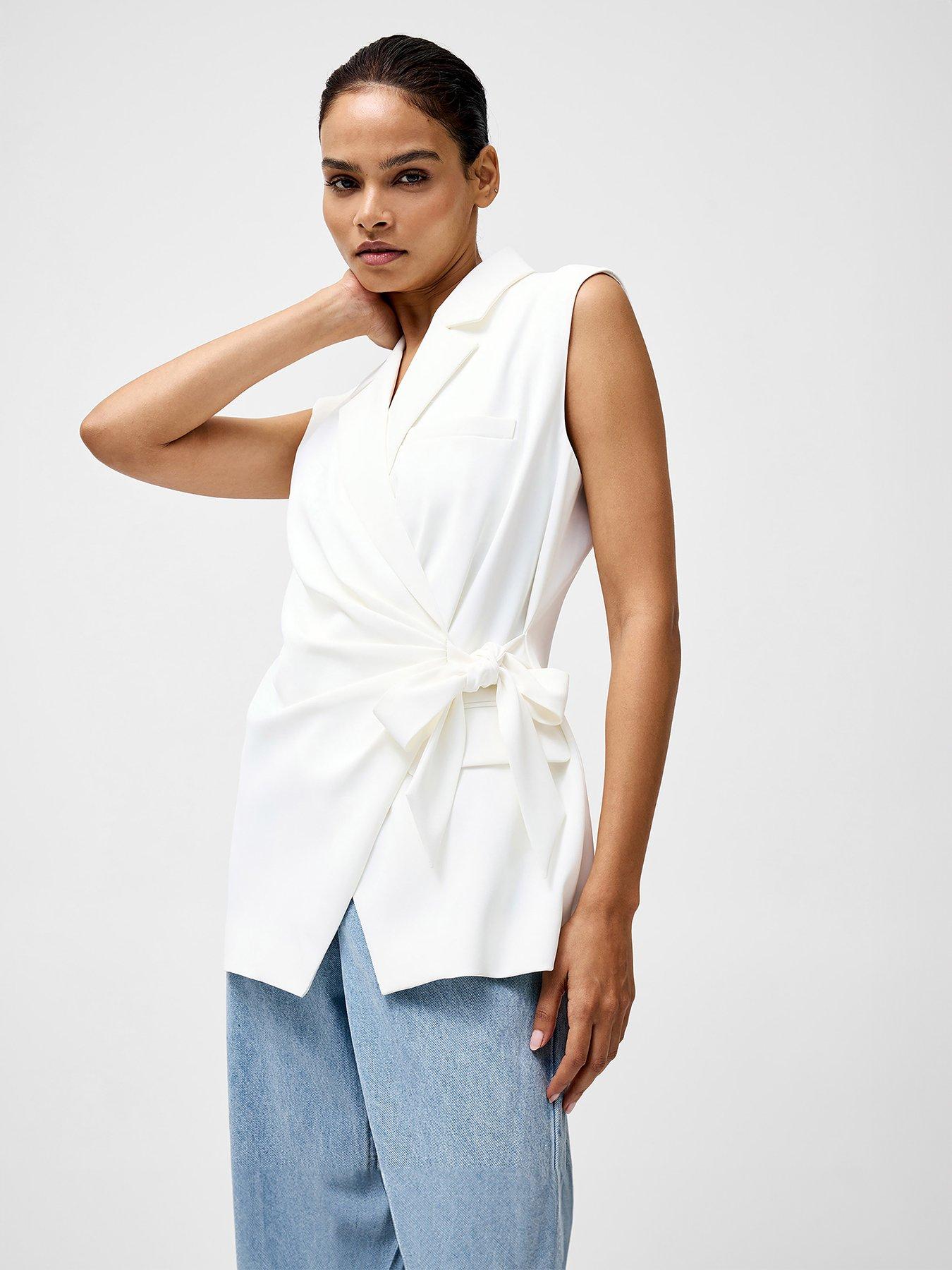 undefined Self-tie Collared Waistcoat - White
