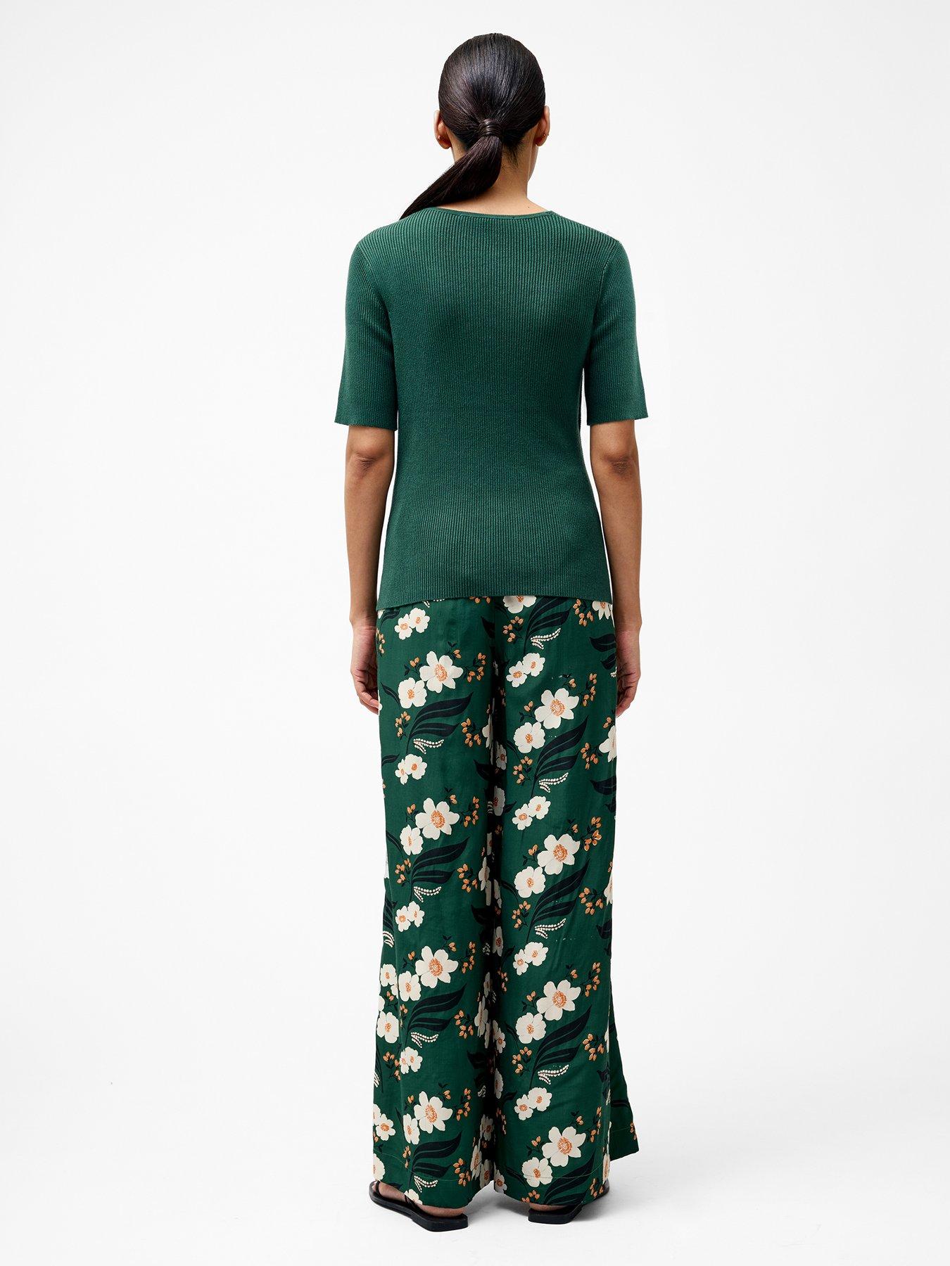 Image 6 of 6 of French Connection Short Sleeve Draped Buckle Top - Green