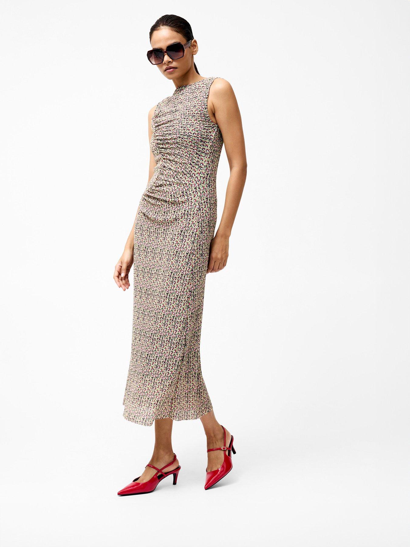 Image 5 of 5 of French Connection Ruched Printed Sleeveless Floaty Midi Dress - Multi