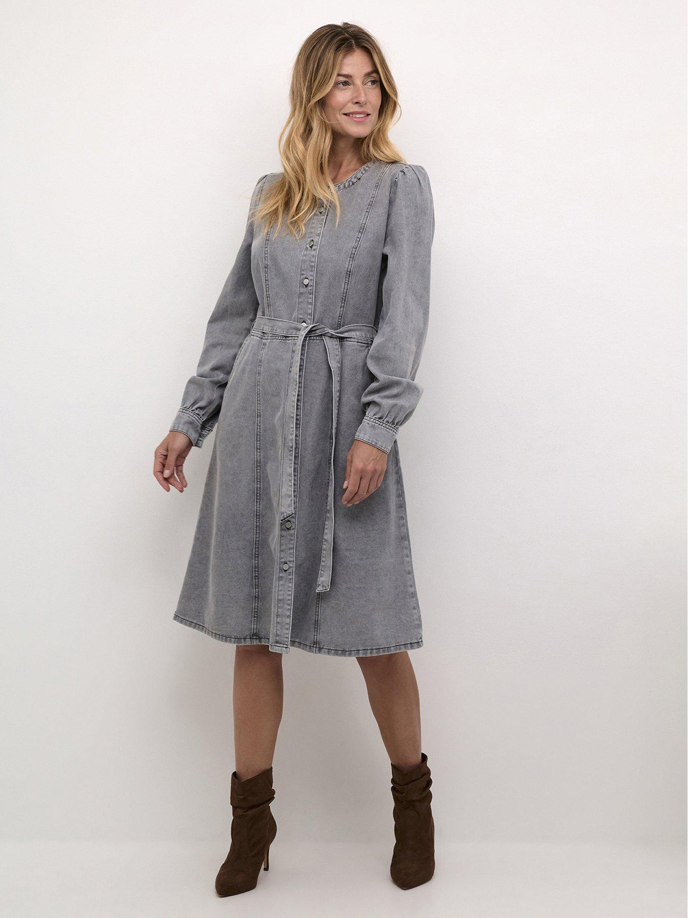 undefined Ruth Denim Dress - Grey