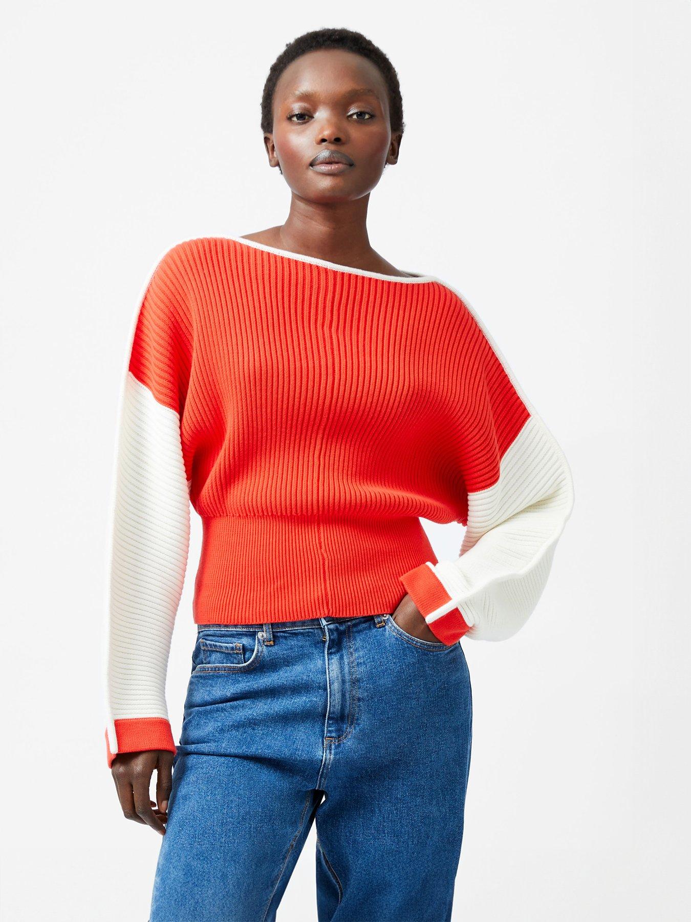 french-connection-cotton-drop-shoulder-knit-colourblock-jumper