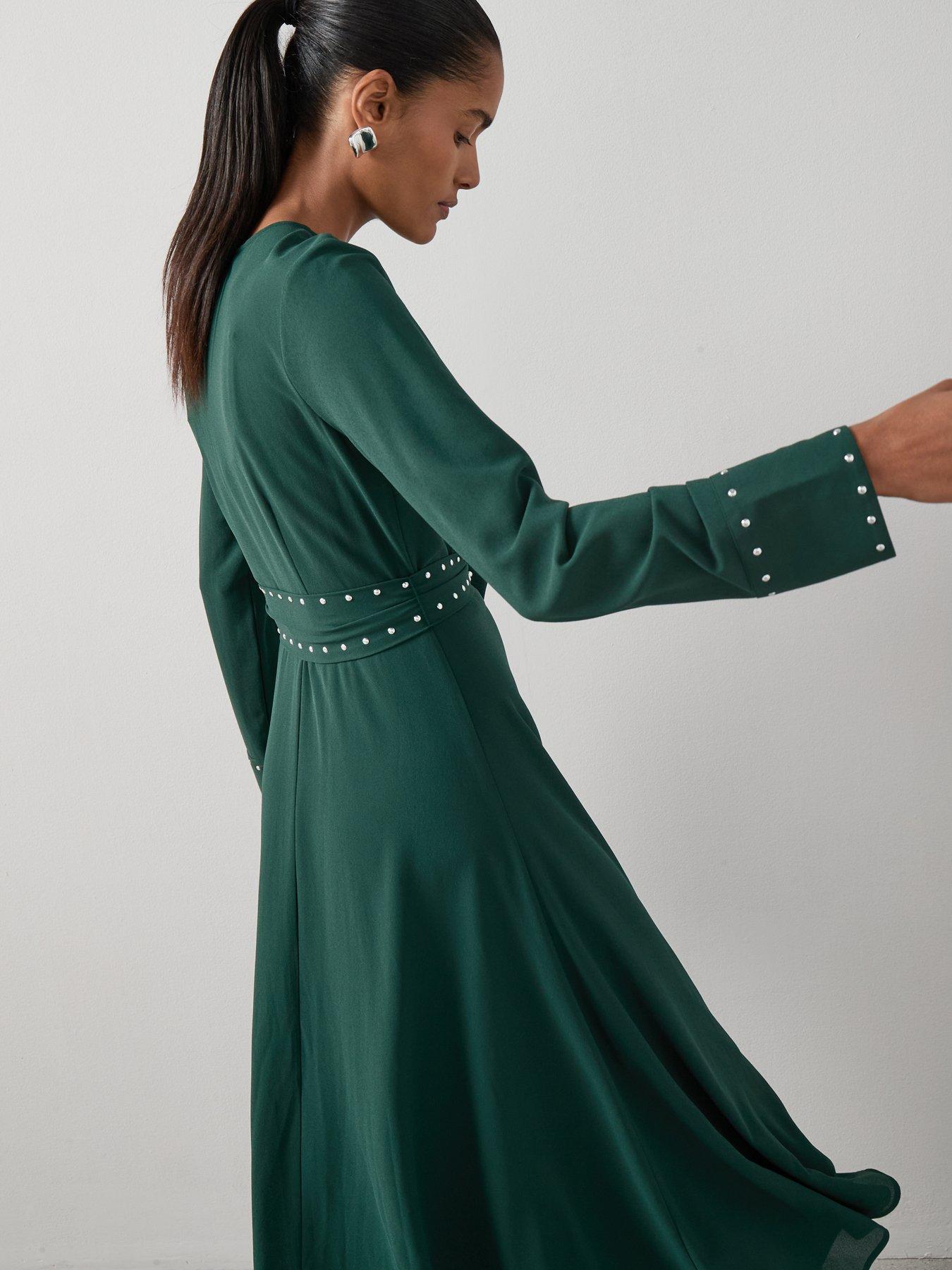 Image 6 of 6 of The Very Collection Stud Detail Midi Dress - Green