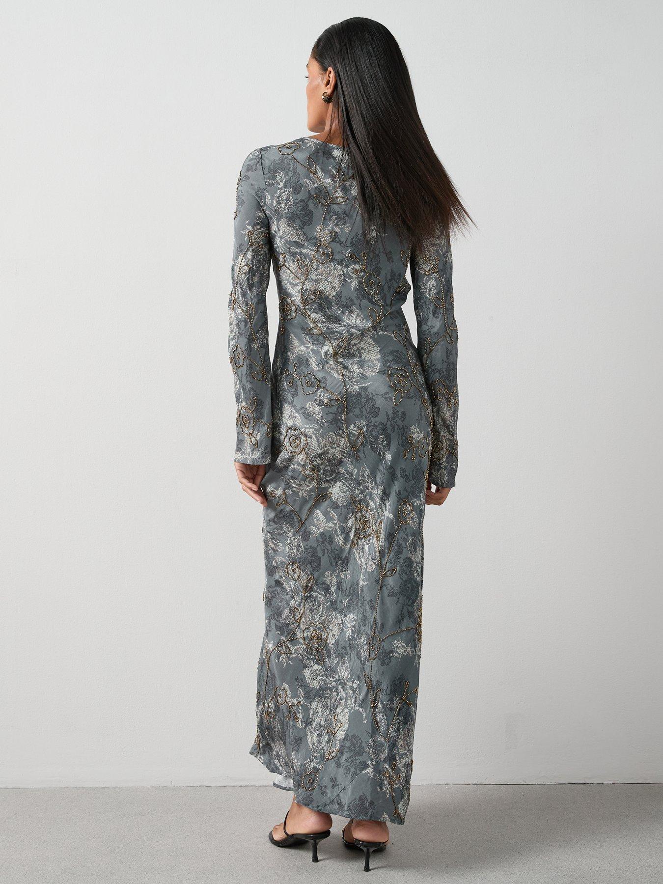 Image 2 of 6 of The Very Collection Embellished Lattice Front Midaxi Dress - Print