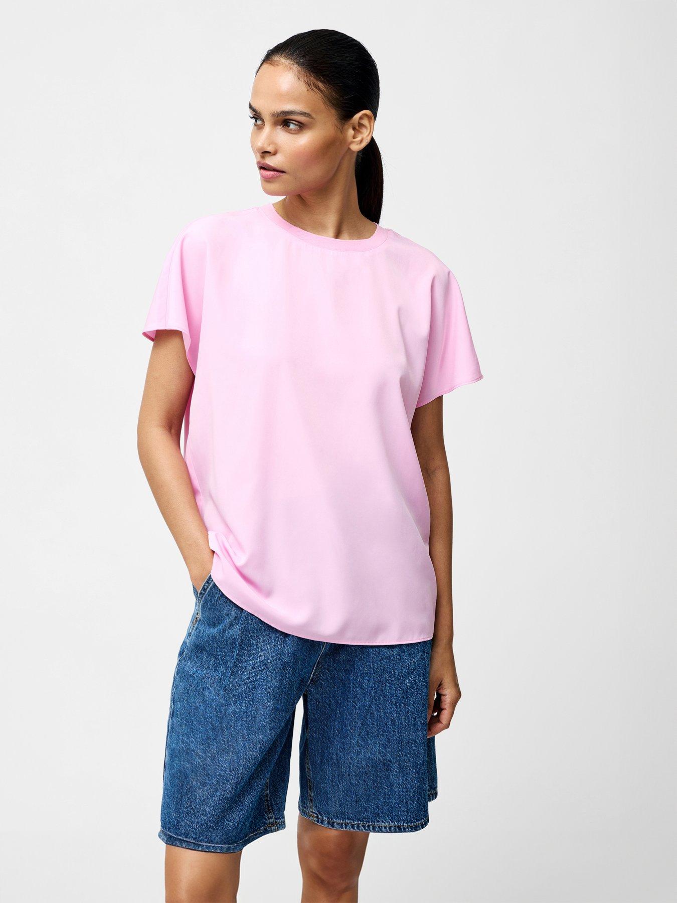 undefined Crepe Oversized Short Sleeve Crew Neck T-Shirt
