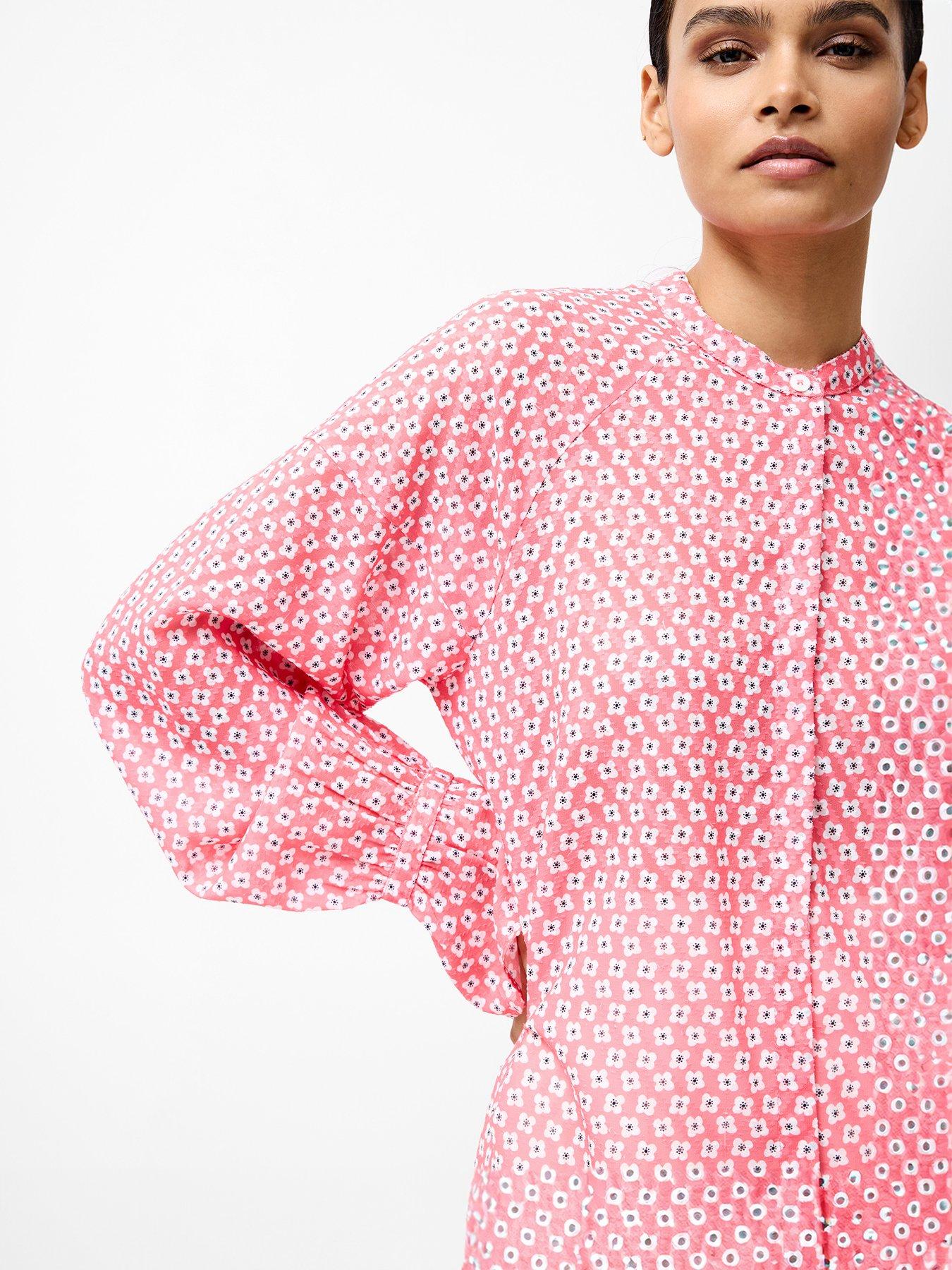  image of french-connection-printed-grandad-collar-long-sleeve-blouse