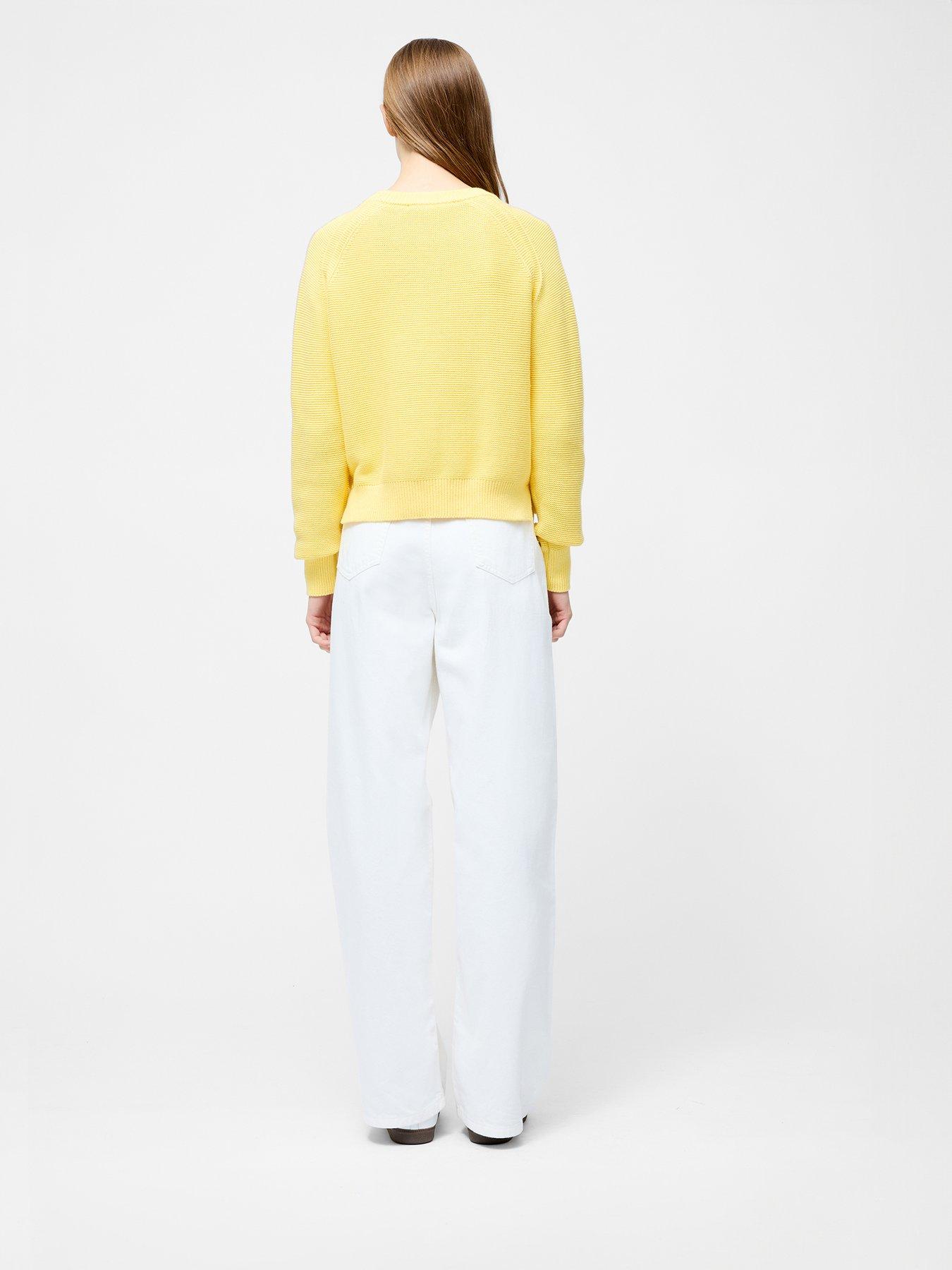 stillFront image of french-connection-cotton-mozart-knit-long-sleeve-jumper-yellow
