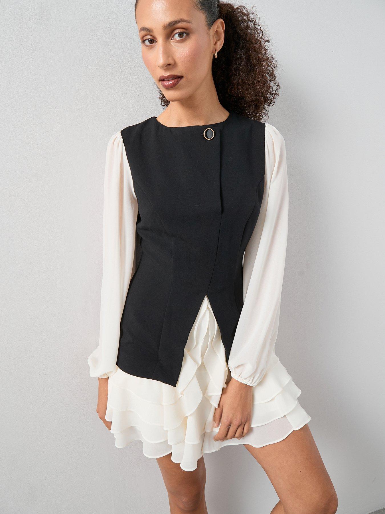 The Very Collection Ruffle Hem Blazer Dress - Black