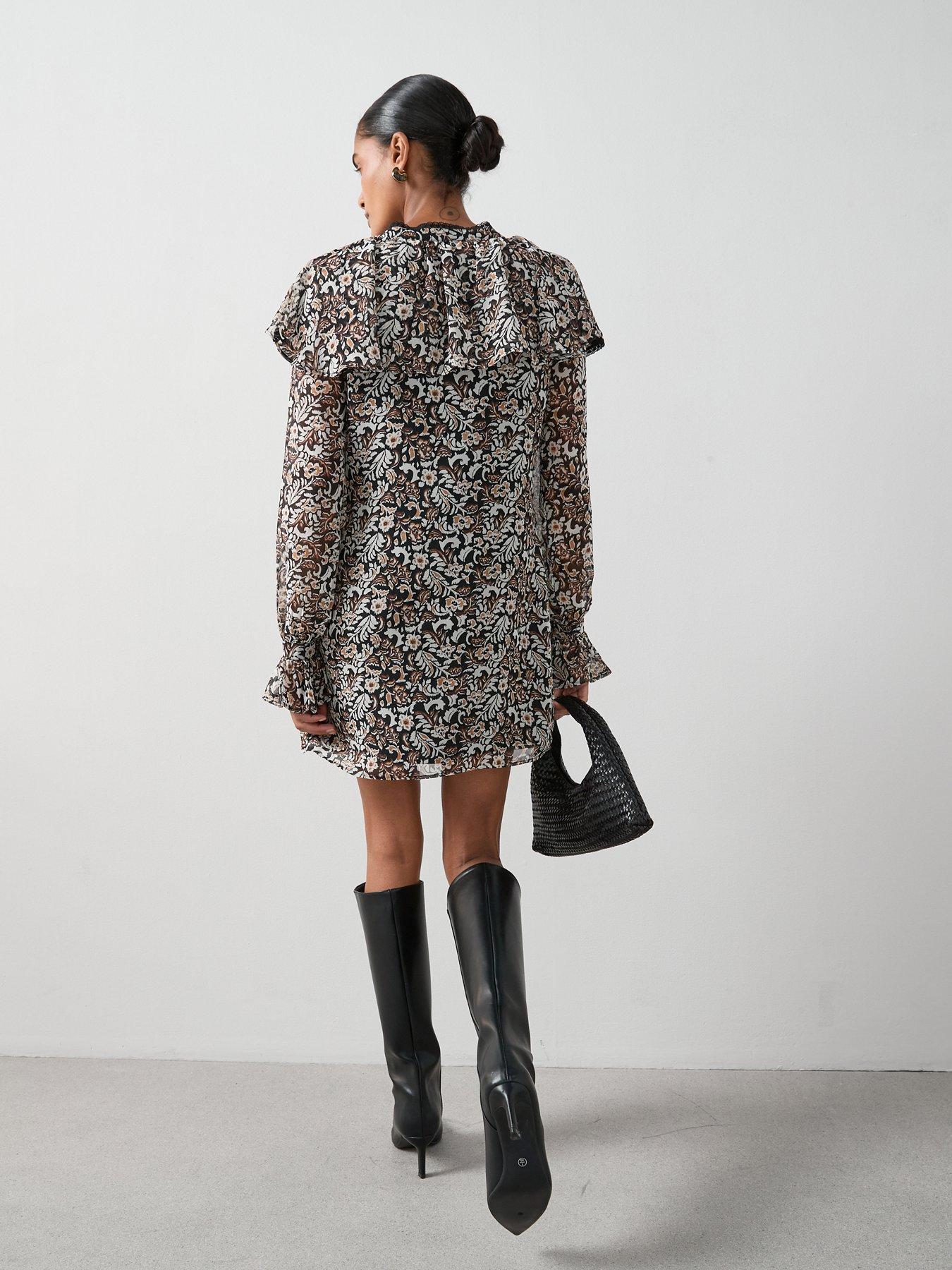 Image 2 of 6 of The Very Collection Printed Ruffle Front Mini Dress - Print