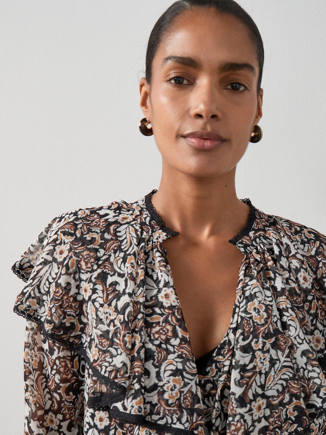 Image 4 of 6 of The Very Collection Printed Ruffle Front Mini Dress - Print
