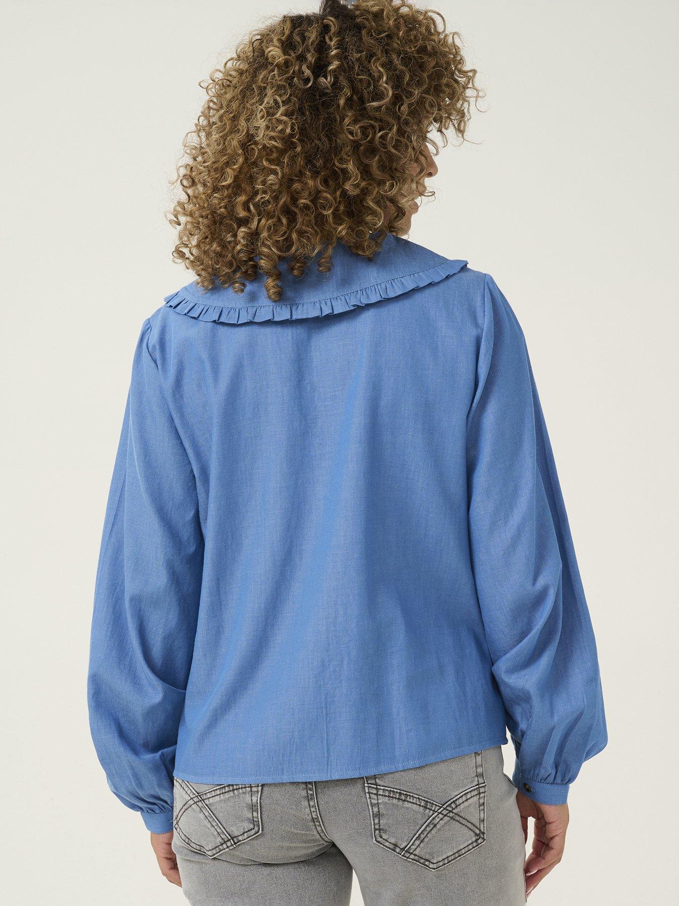  image of cream-kami-denim-shirt-blue