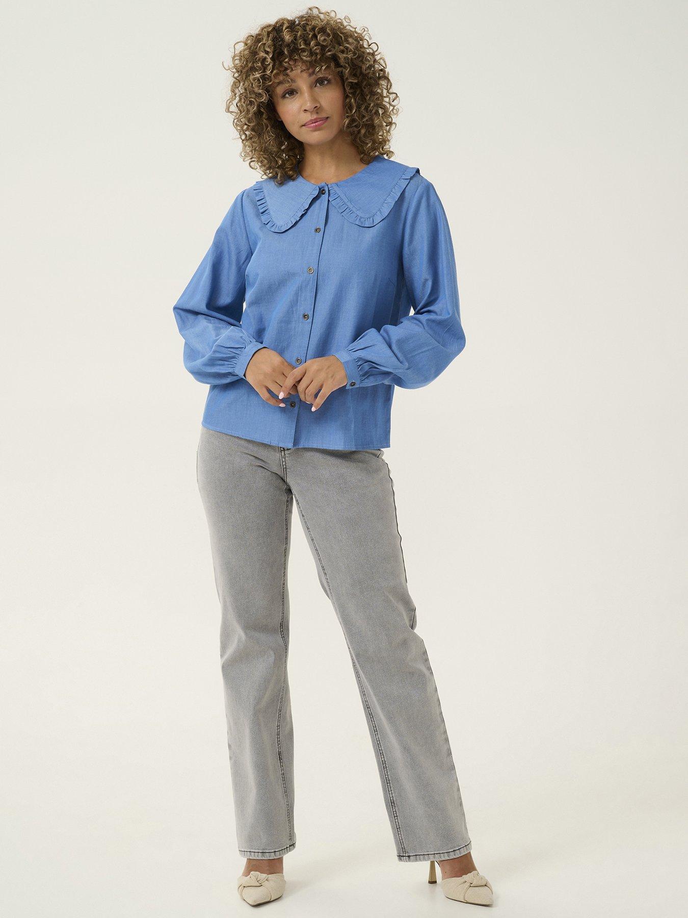  image of cream-kami-denim-shirt-blue