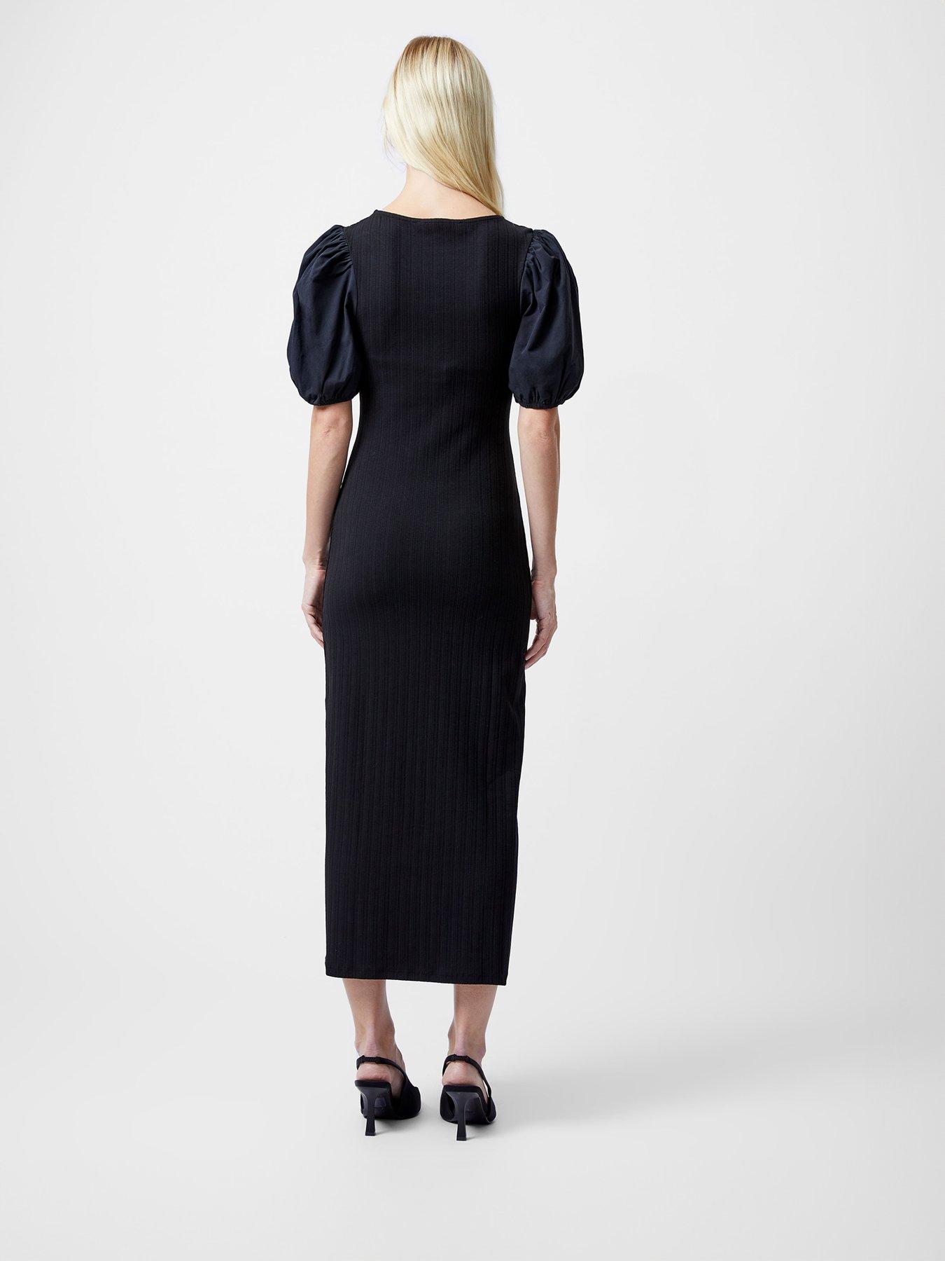 french connection ribbed dress French Connection Bennet Rib Knit Contrast Dress - Marine/Summer White
