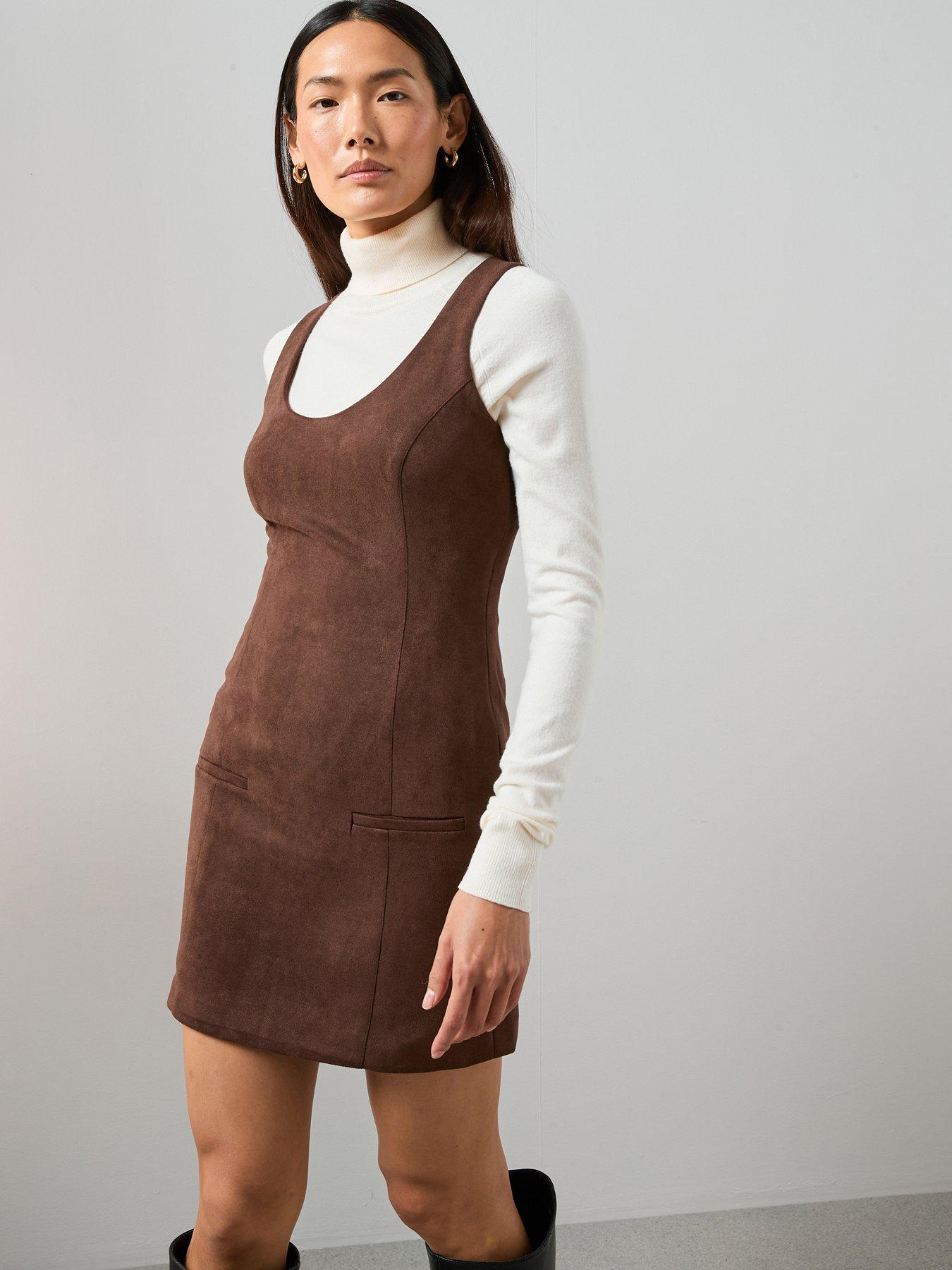 the-very-collection-suede-mini-shift-dress-brown