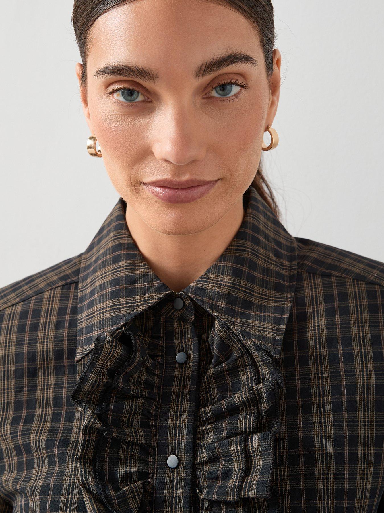 Image 6 of 7 of The Very Collection Checked Midi Shirt Dress - Print