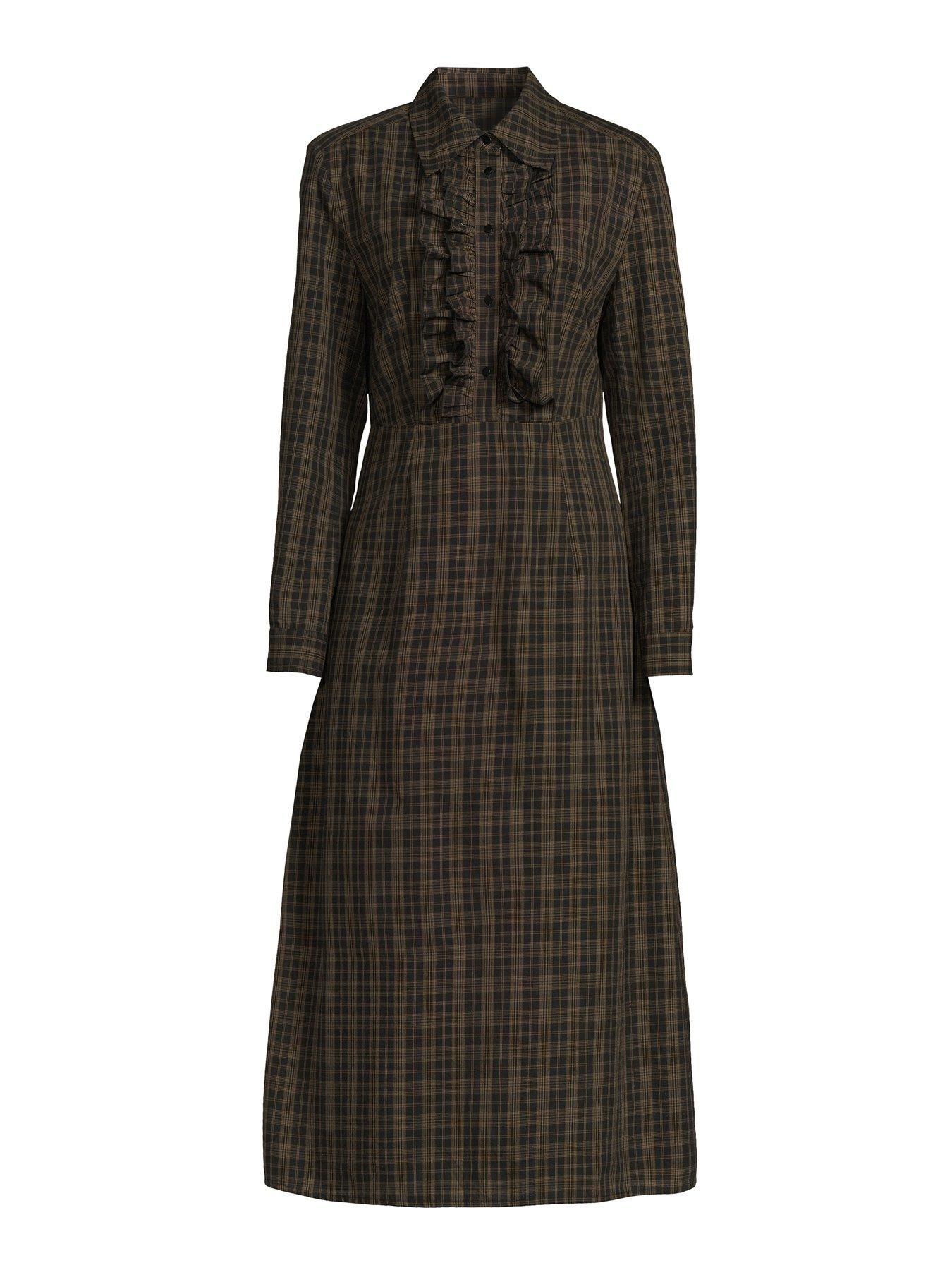Image 7 of 7 of The Very Collection Checked Midi Shirt Dress - Print
