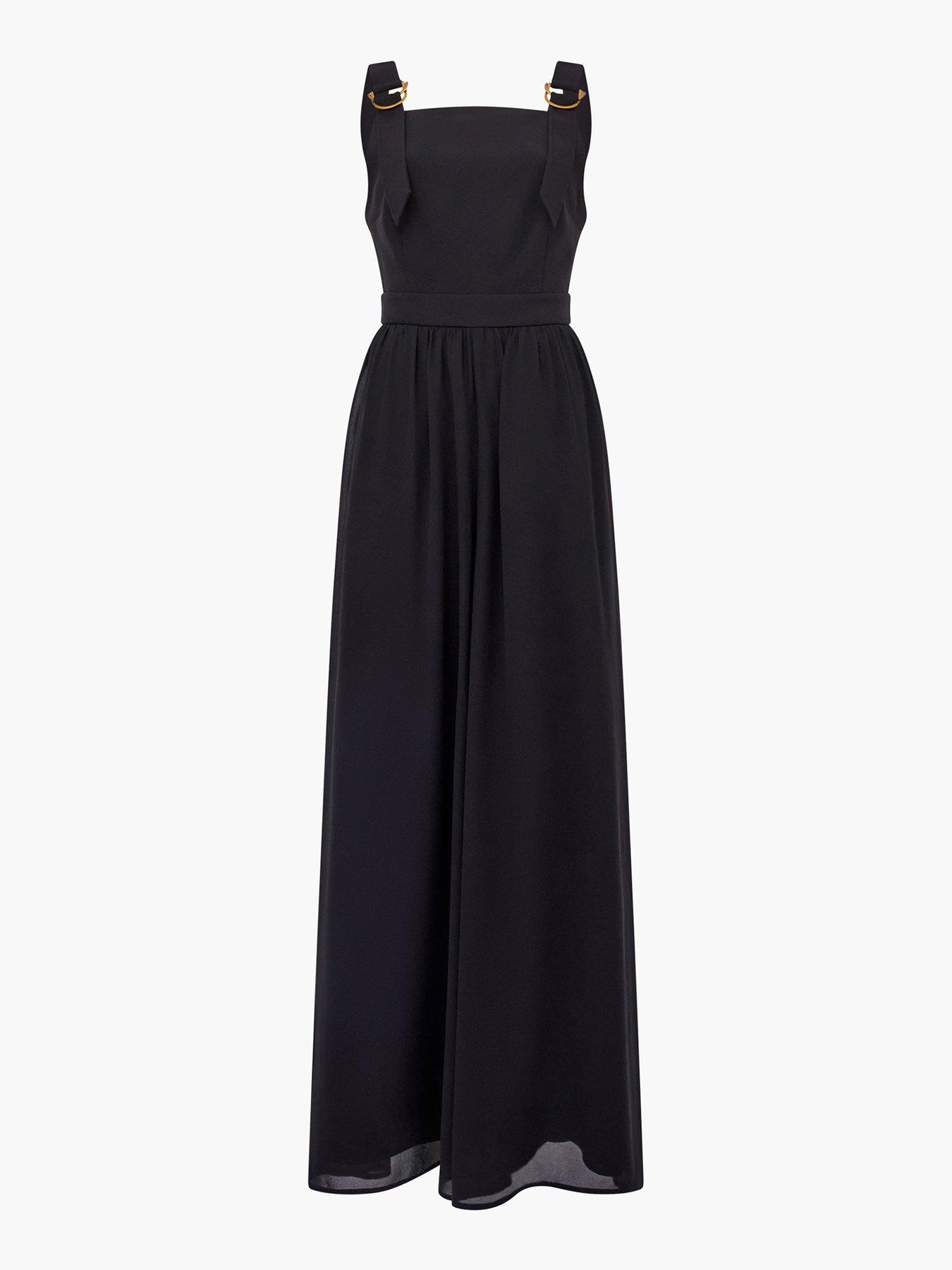 Image 6 of 6 of French Connection Sleeveless Wide Leg Sheer Jumpsuit - Black