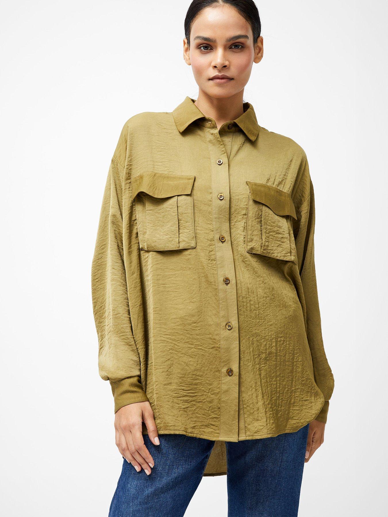 undefined Crinkle Satin Long Sleeve Relaxed Fit Button-up Shirt