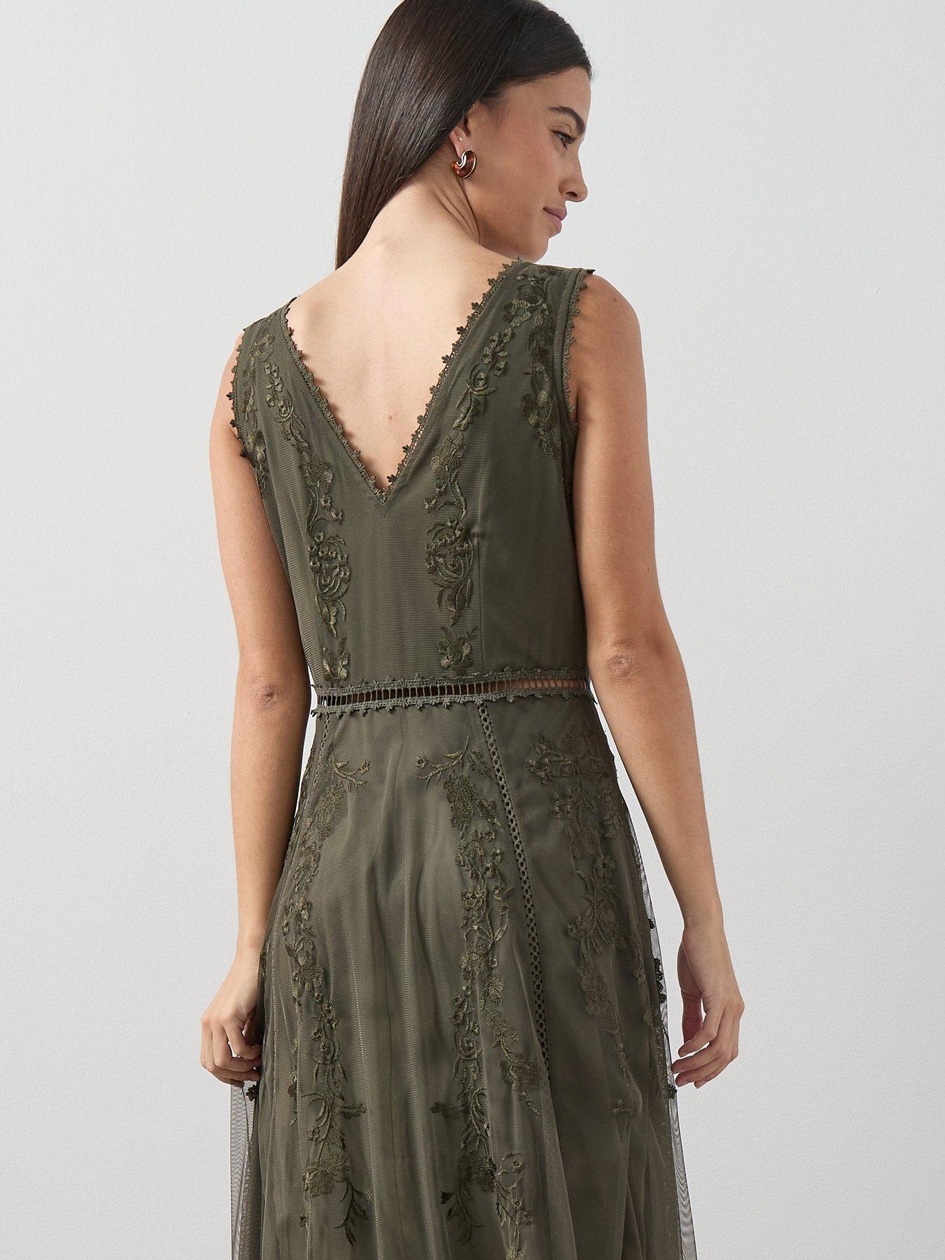  image of the-very-collection-embellished-tulle-maxi-dress-green