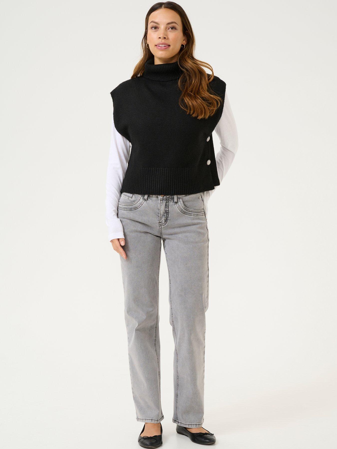  image of cream-ginger-slipover-sleeveless-jumper-black
