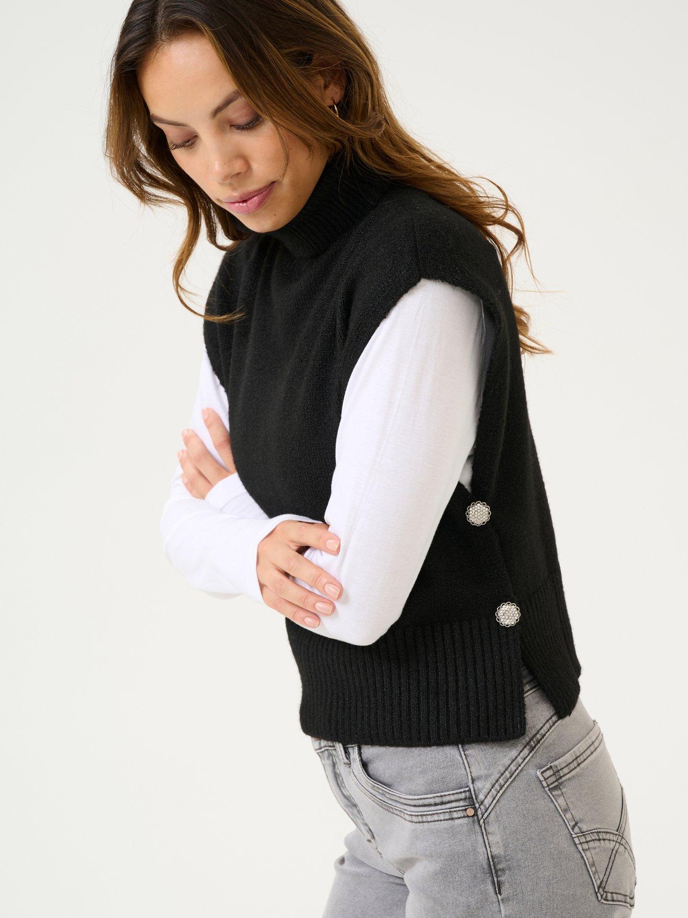  image of cream-ginger-slipover-sleeveless-jumper-black