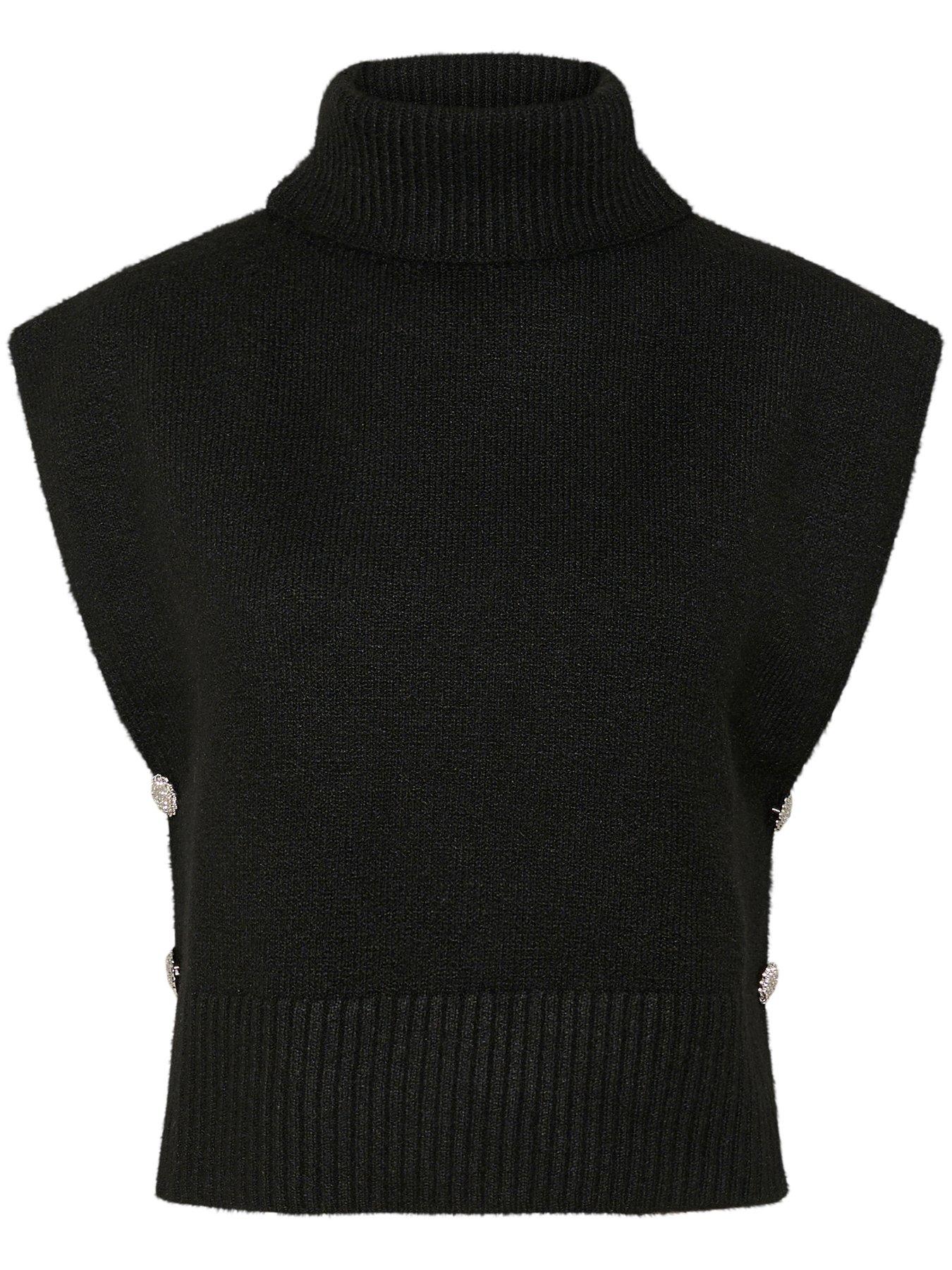  image of cream-ginger-slipover-sleeveless-jumper-black
