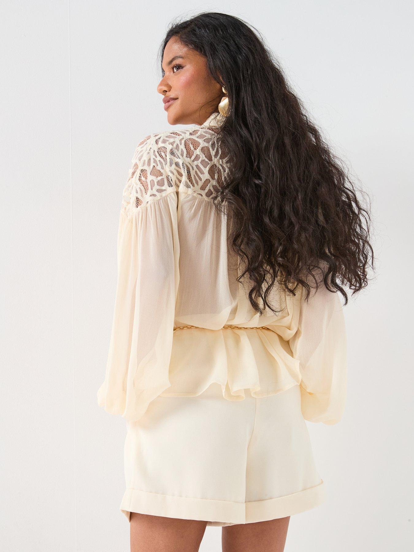 Image 2 of 6 of V by Very Cutwork Floaty Blouse - Cream