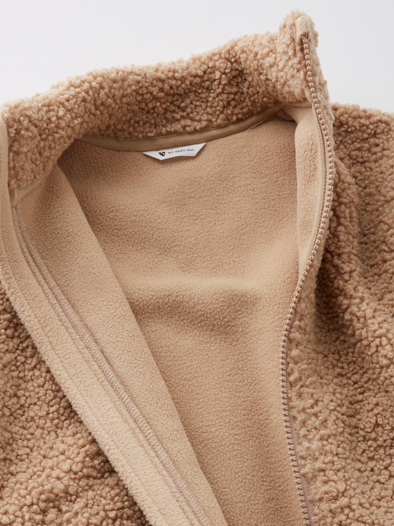 Image 4 of 4 of Mini V by Very Boys Borg Funnel Neck Zip Up Jacket - Brown