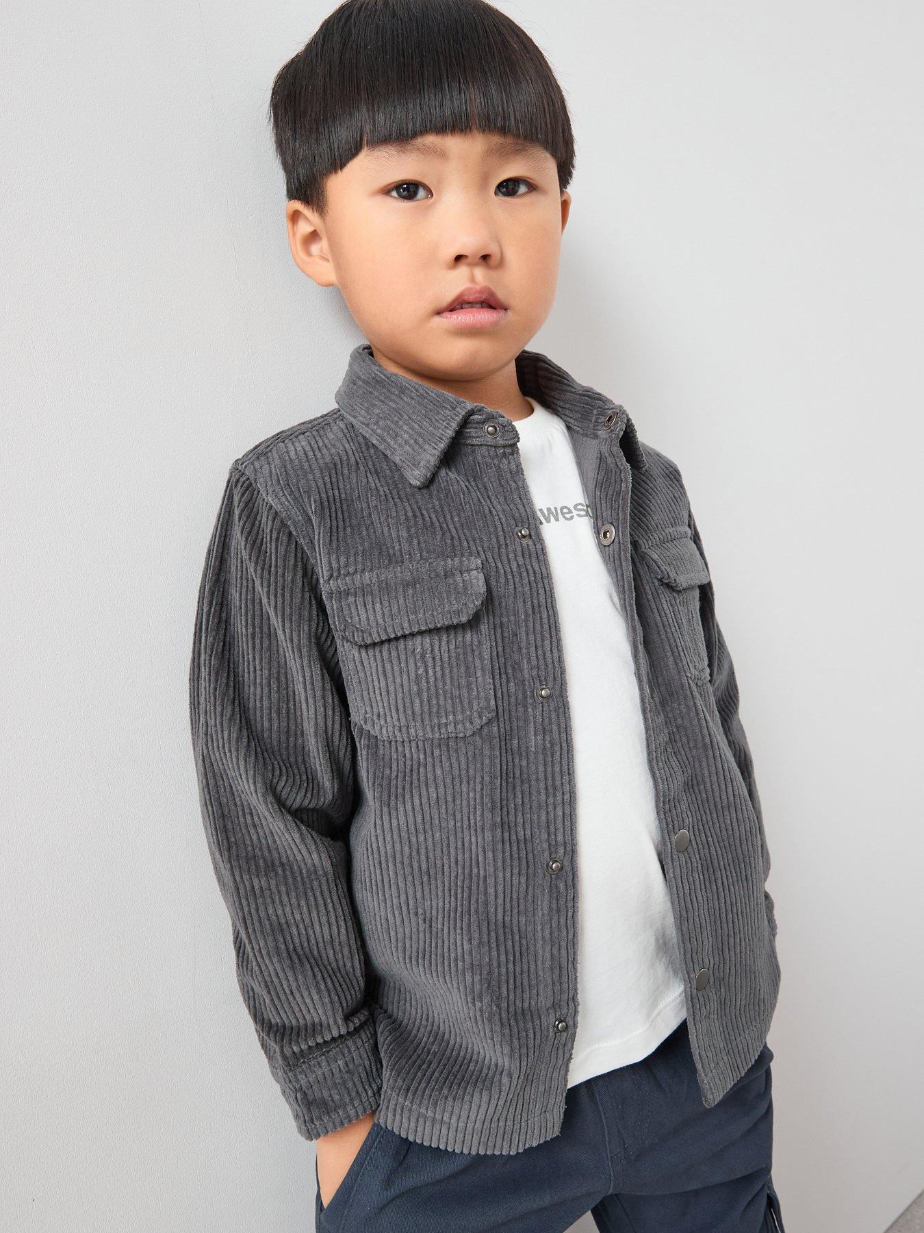 undefined Boys Cord Shacket and Long Sleeve T-Shirt Set - Navy