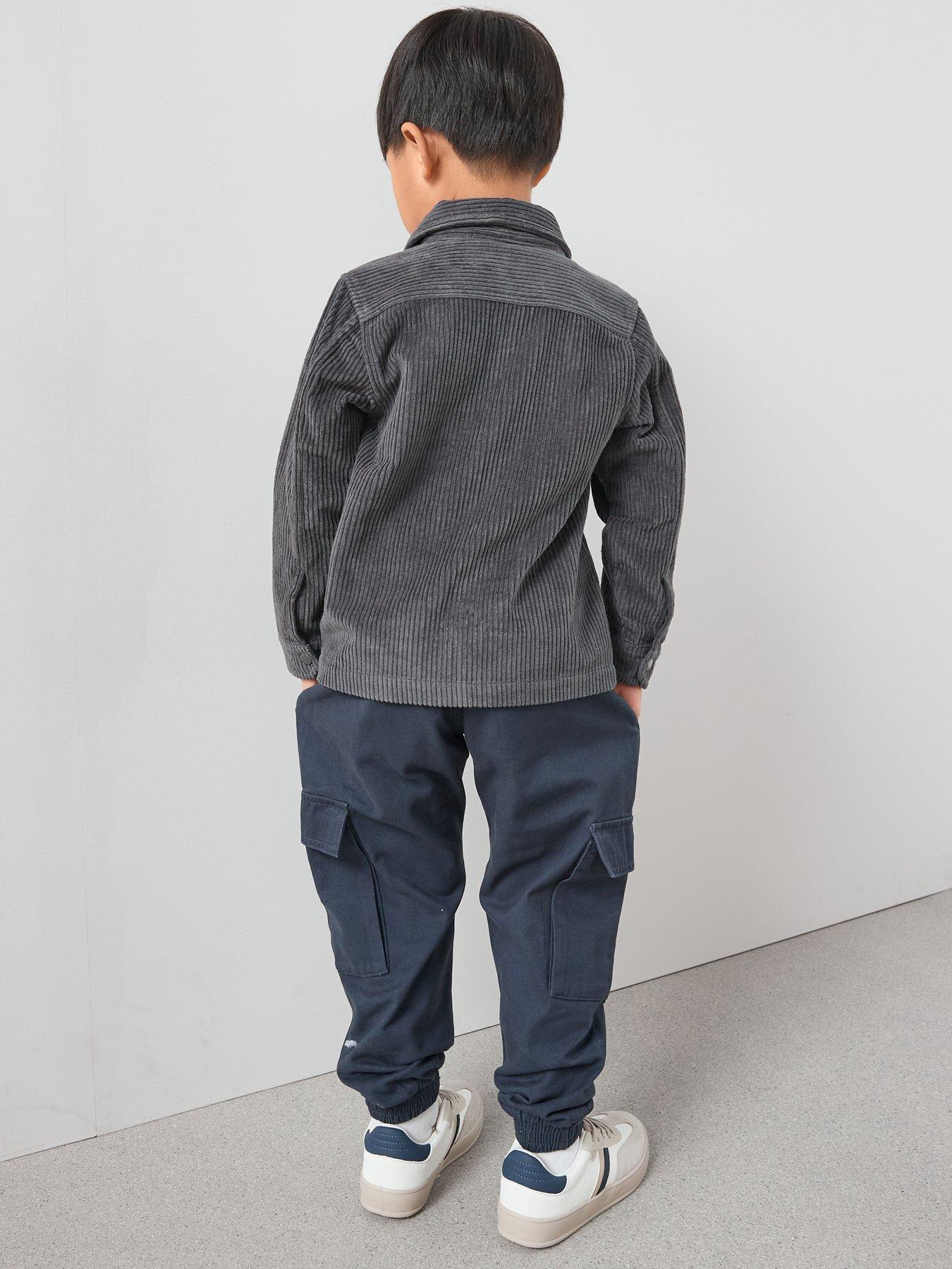 Image 2 of 5 of Mini V by Very Boys Cord Shacket and&nbsp;Long Sleeve T-Shirt Set - Navy