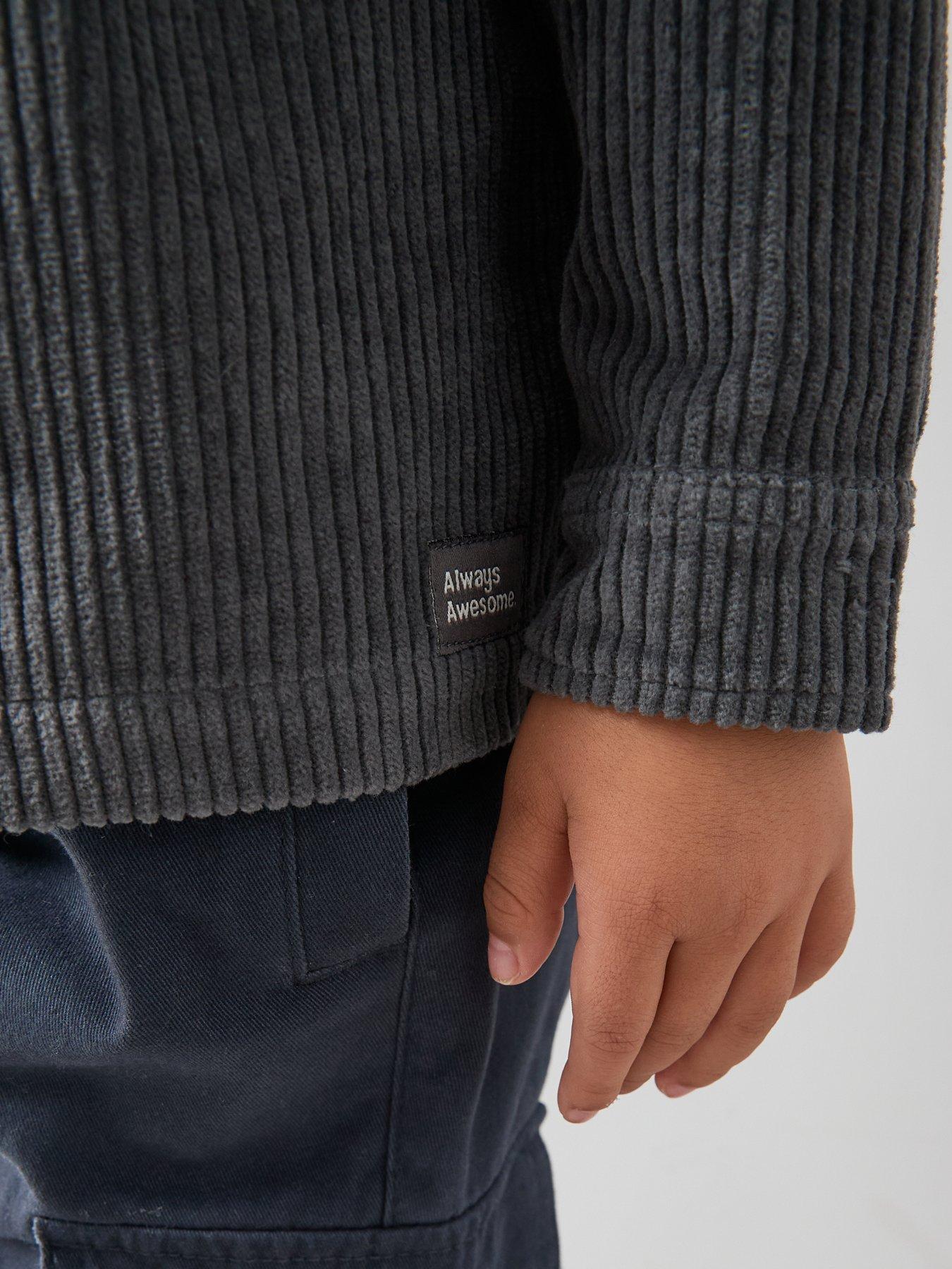 Image 4 of 5 of Mini V by Very Boys Cord Shacket and&nbsp;Long Sleeve T-Shirt Set - Navy