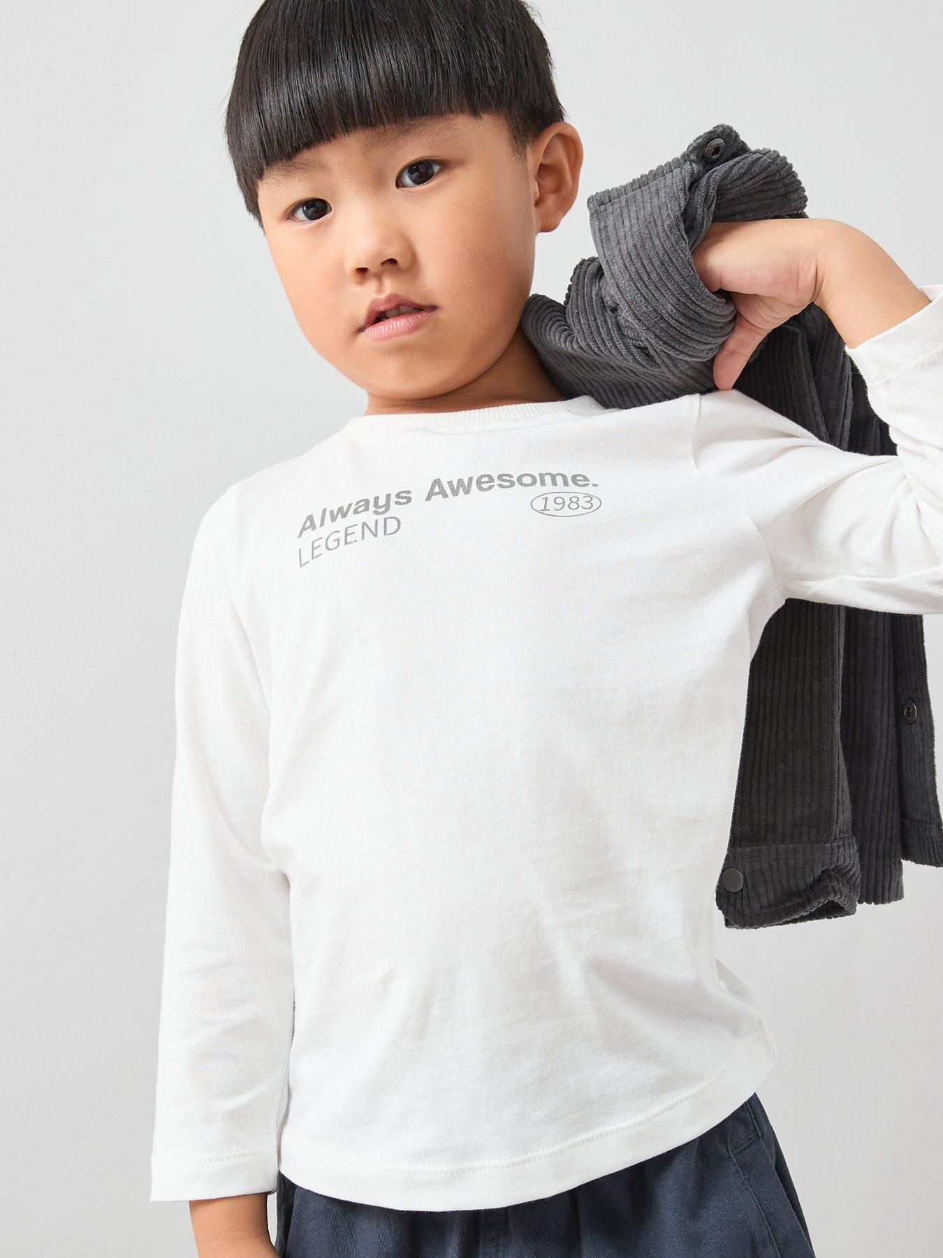 Image 5 of 5 of Mini V by Very Boys Cord Shacket and&nbsp;Long Sleeve T-Shirt Set - Navy