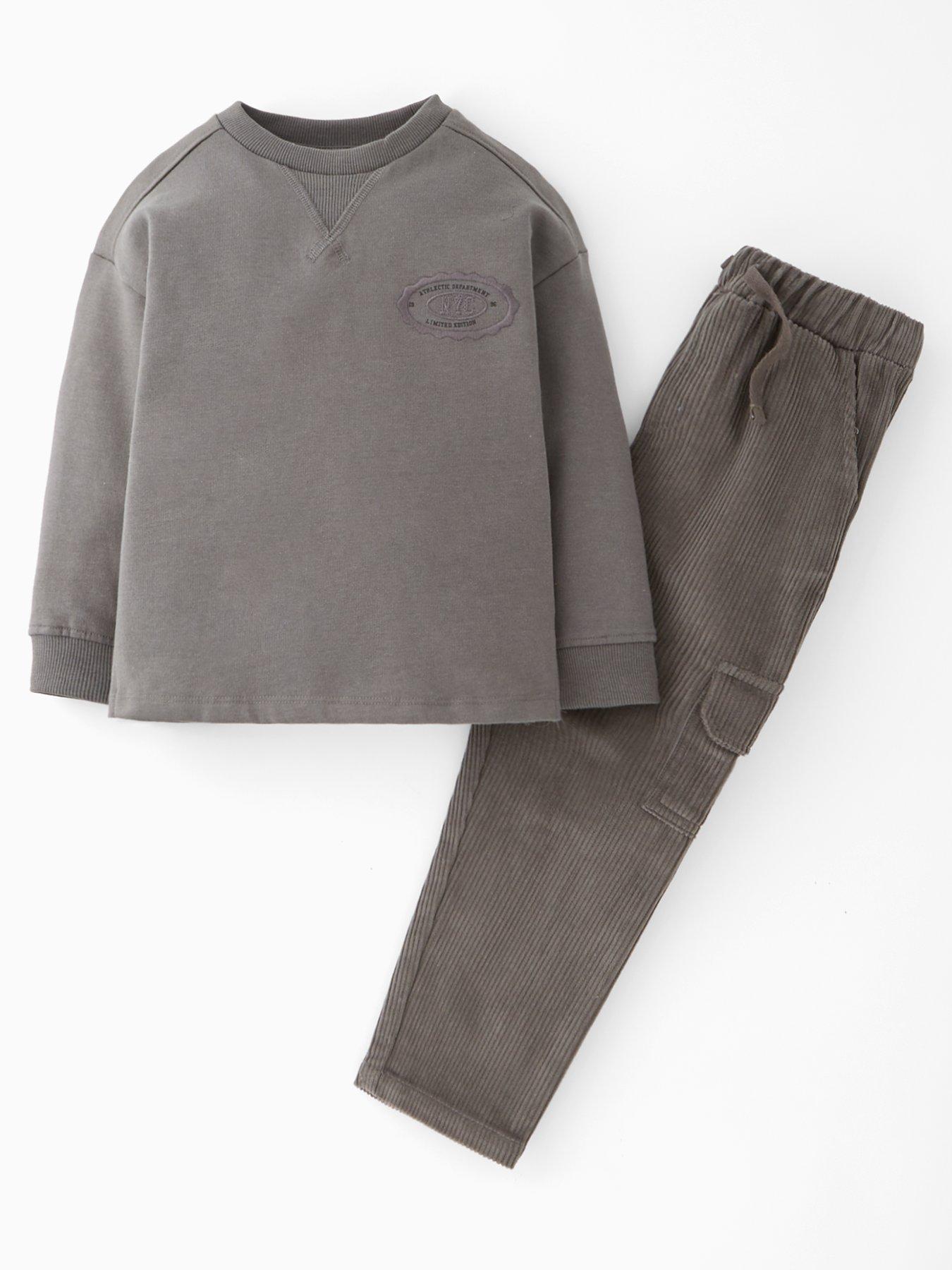 Mini V by Very Boys Drop Shoulder Nyc Sweatshirt And Cord Trousers Set - Multi