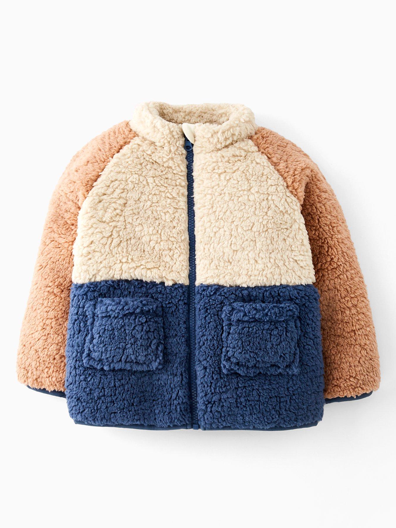 Mini V by Very Boys Colour Block Borg Zip Up Jacket - Multi