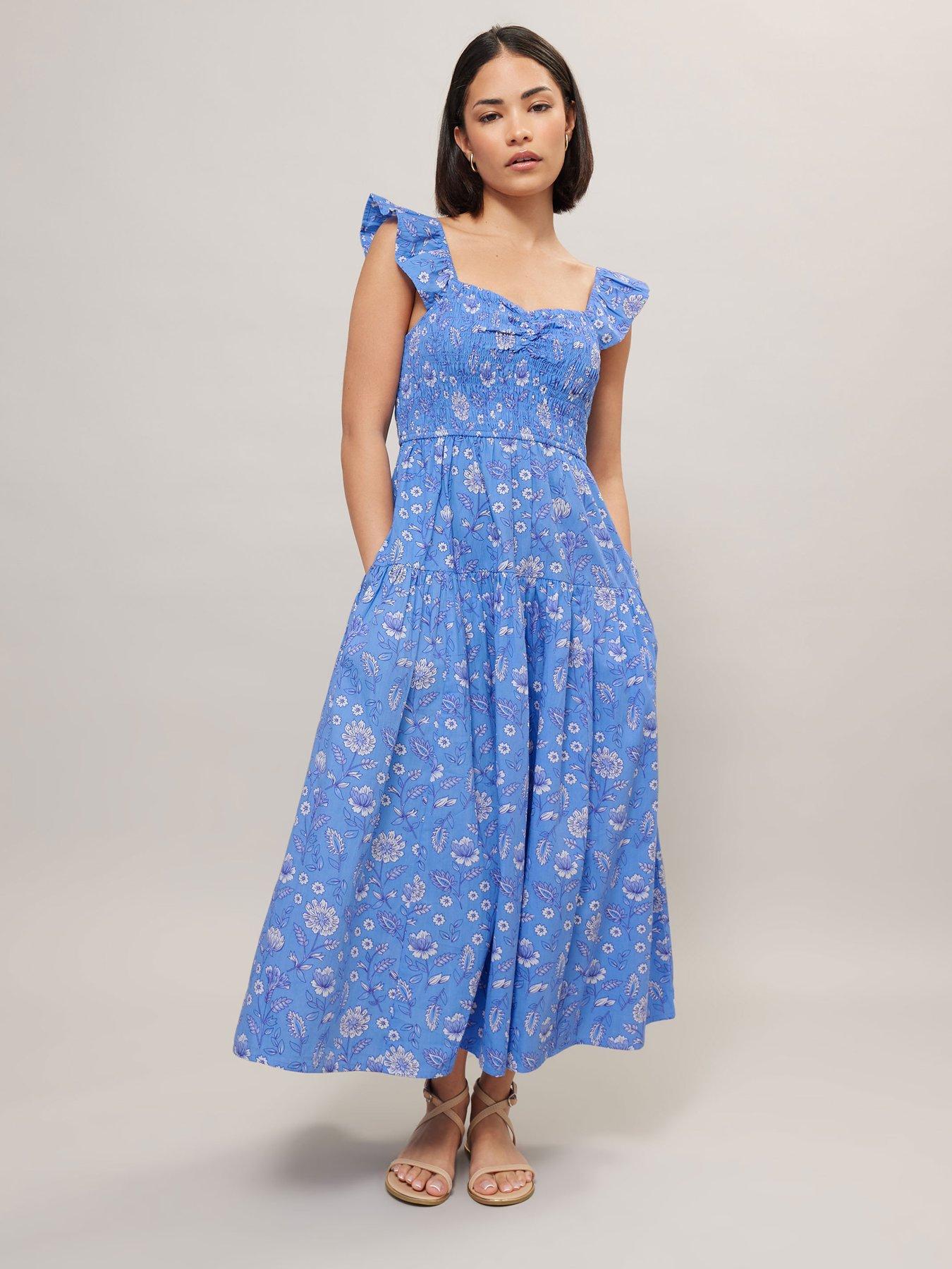  image of pixiegirl-floral-shirred-tiered-dress