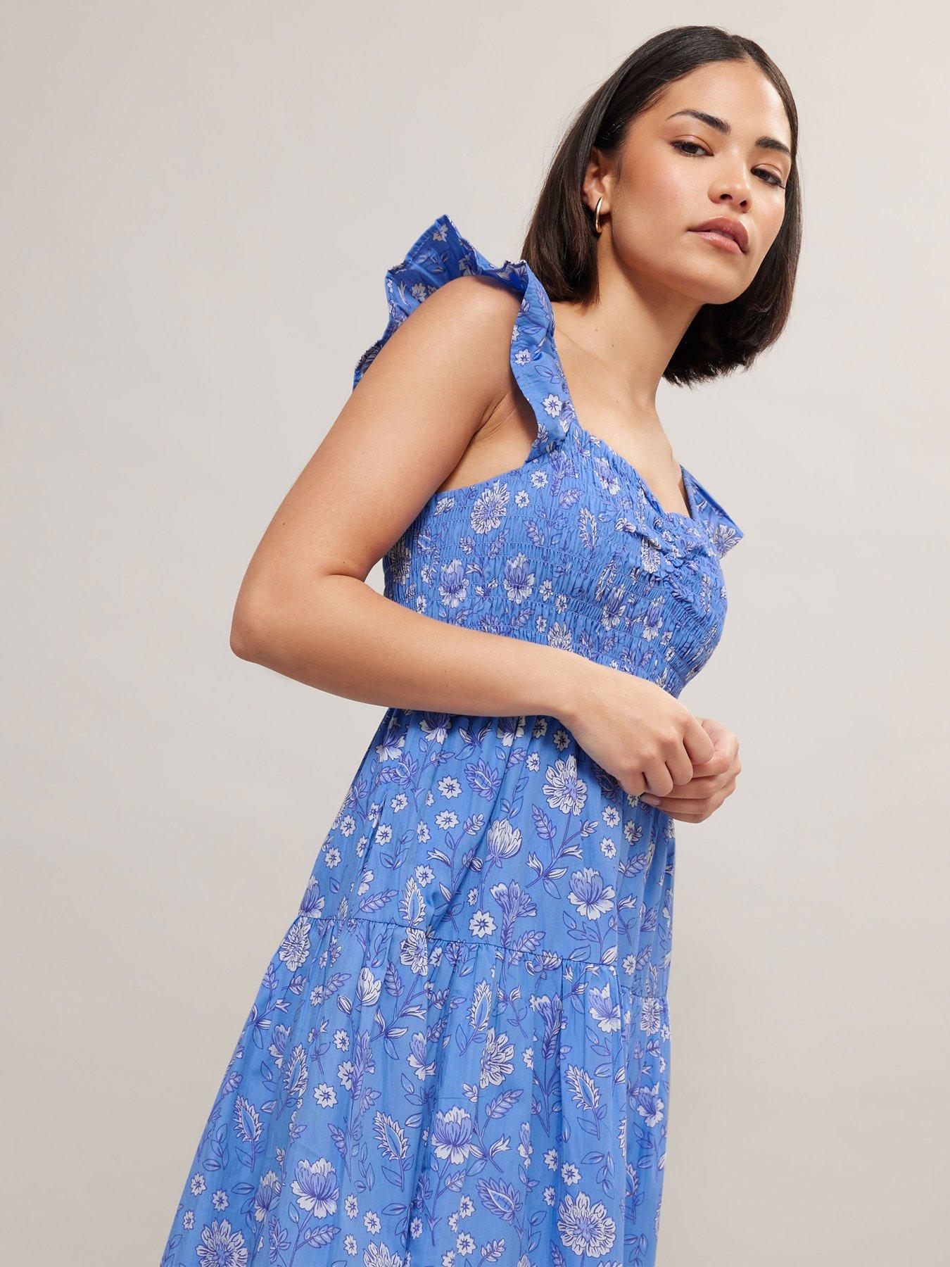  image of pixiegirl-floral-shirred-tiered-dress