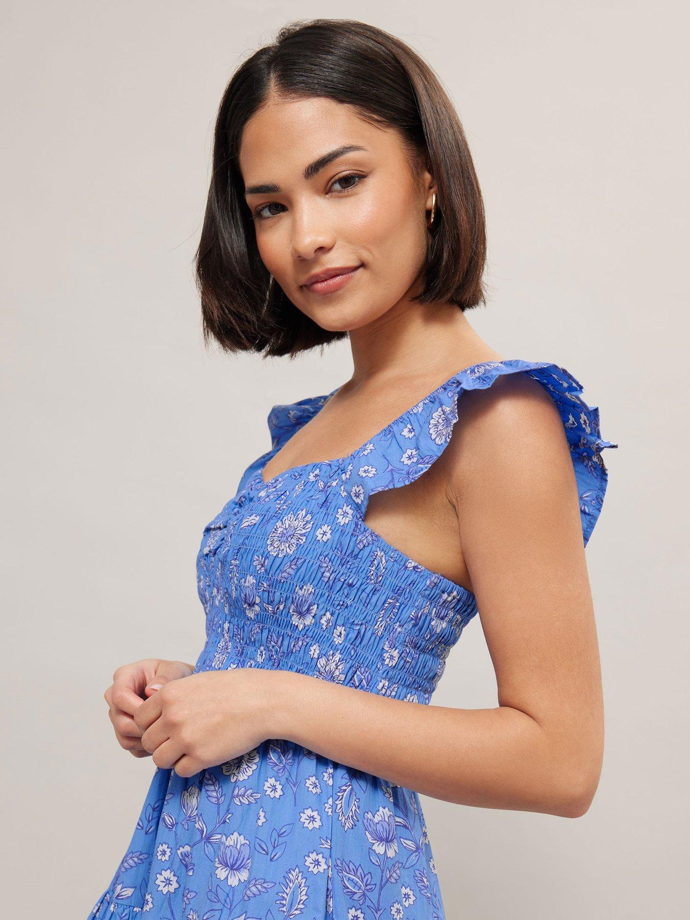  image of pixiegirl-floral-shirred-tiered-dress