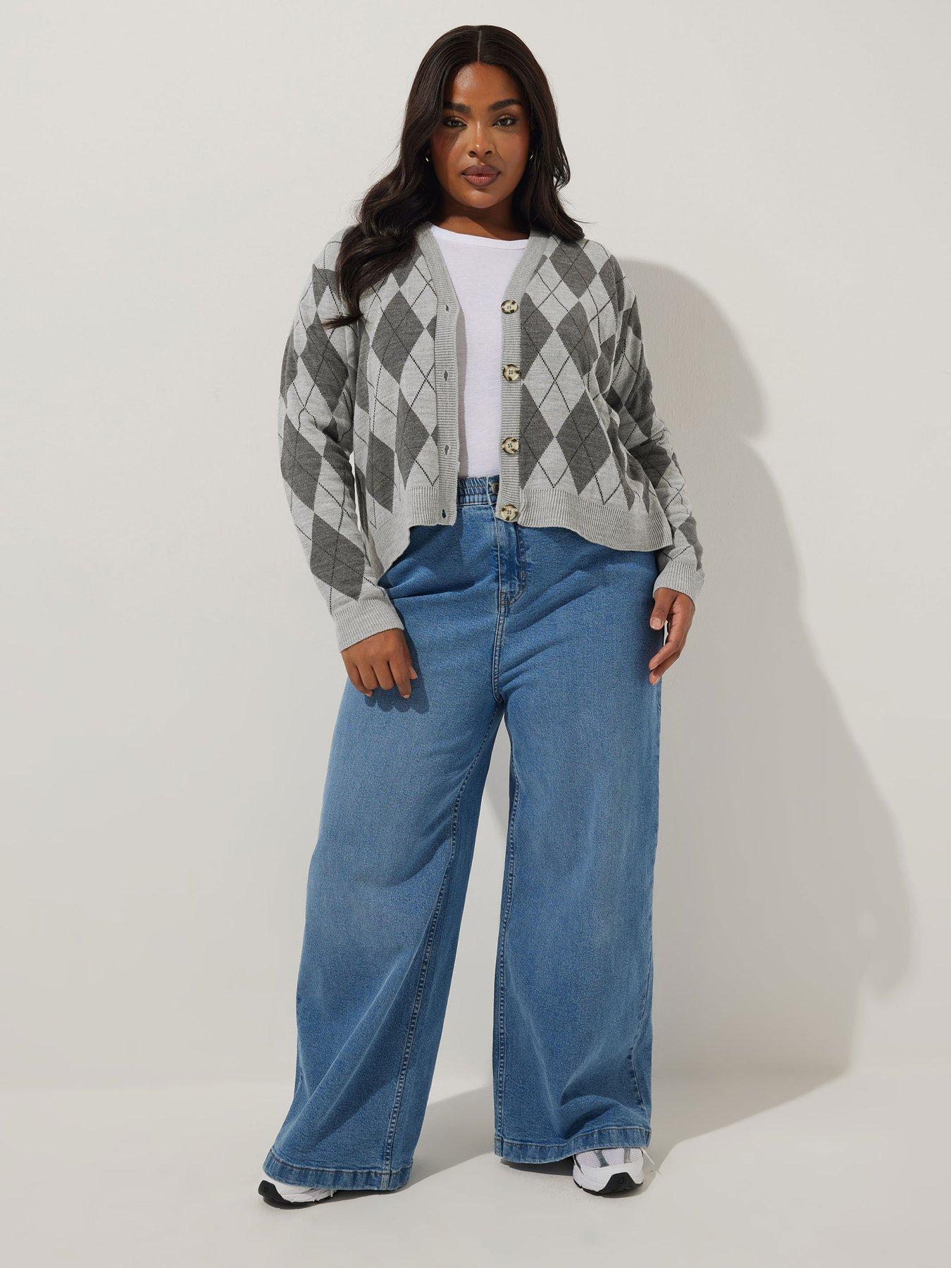  image of yours-curve-grey-argyle-cardi