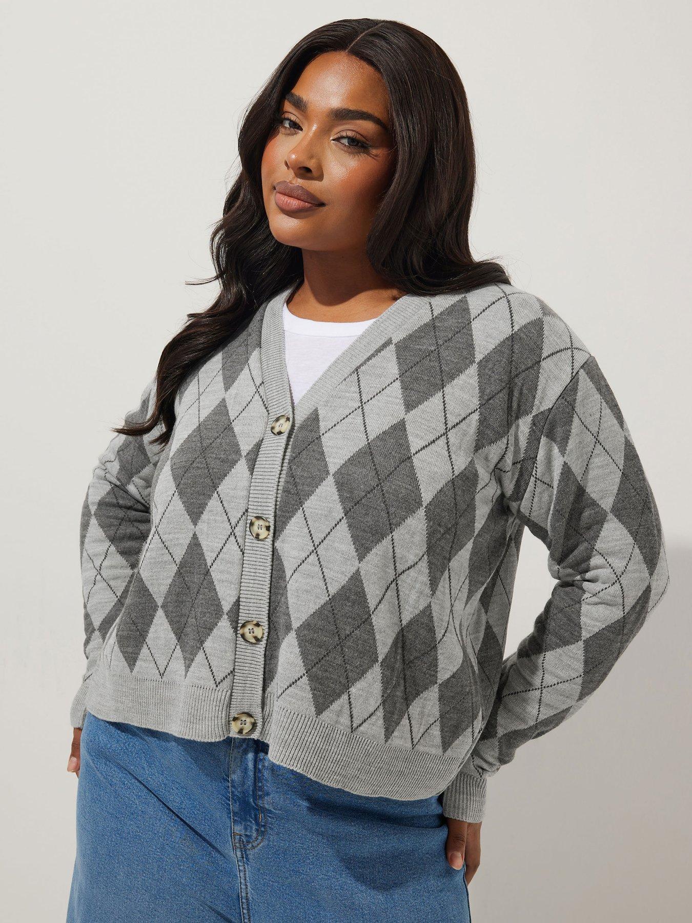  image of yours-curve-grey-argyle-cardi
