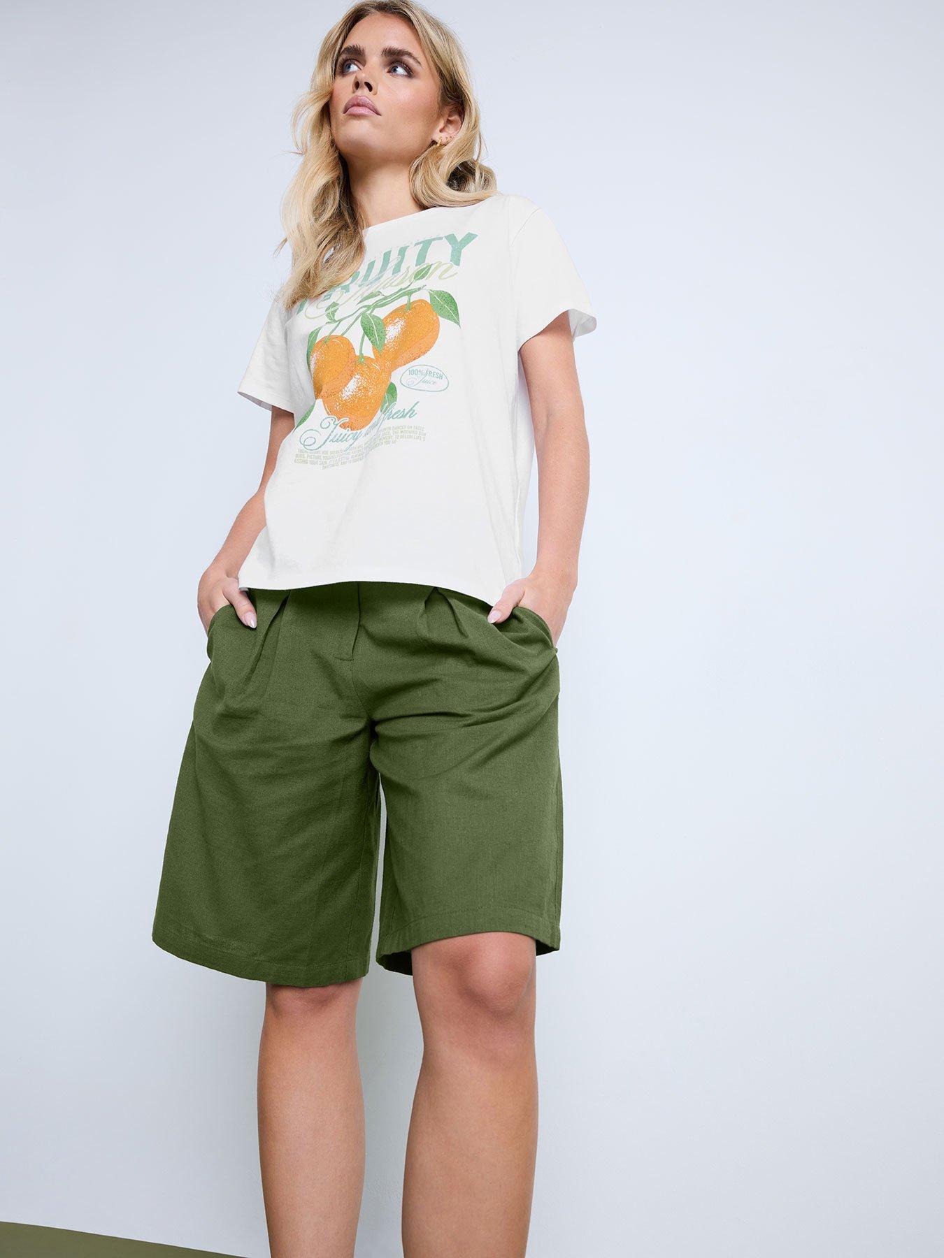 undefined Knee Length Short - Green