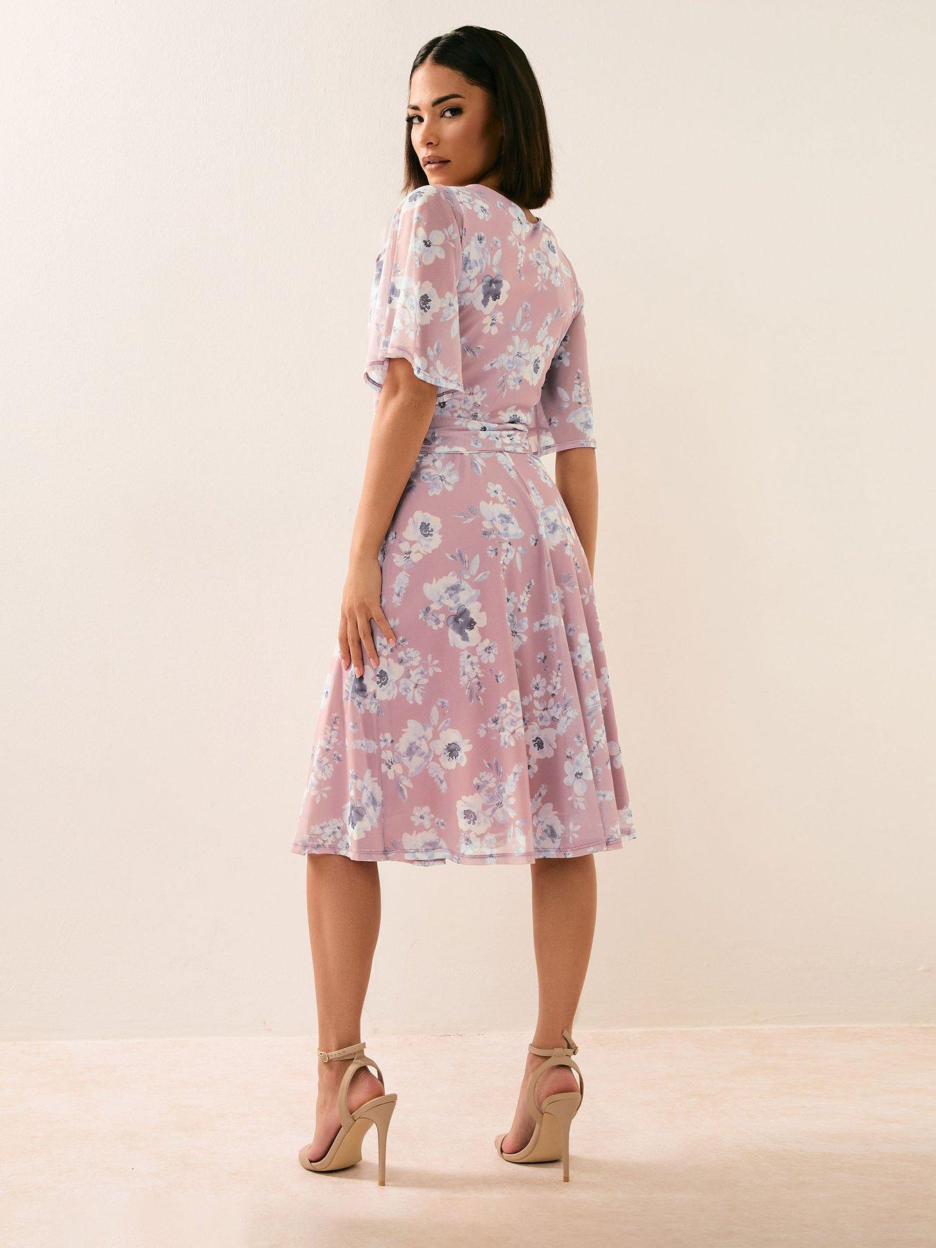 stillFront image of pixiegirl-floral-mesh-wrap-midi-dress