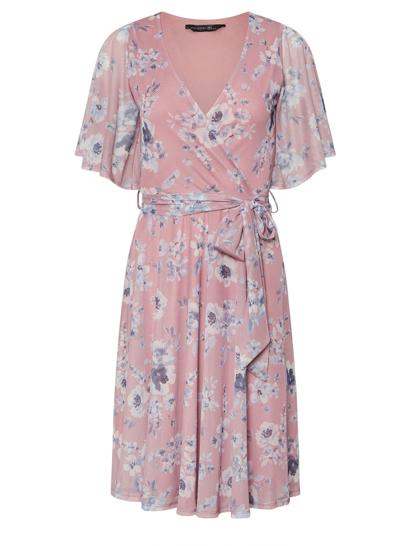  image of pixiegirl-floral-mesh-wrap-midi-dress
